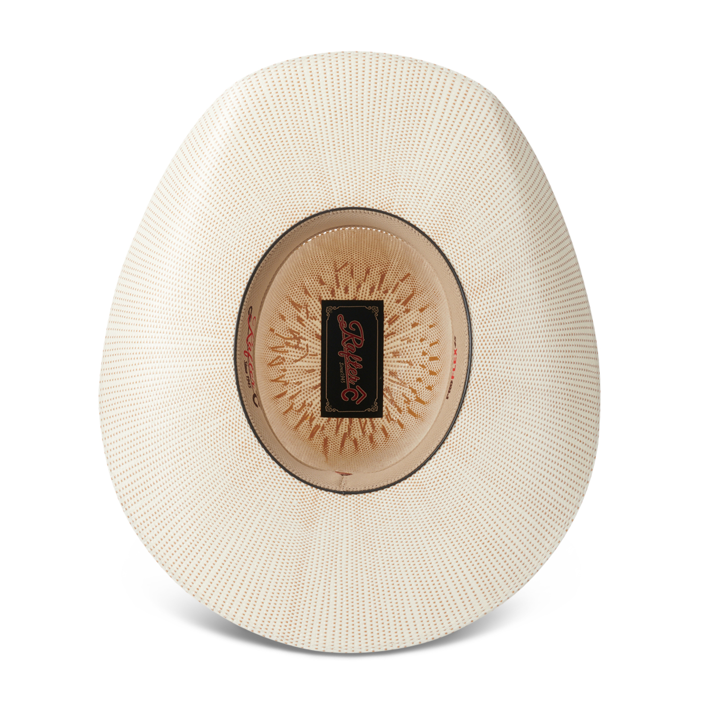 Rafter C Men's Ivory and Brown Vented Open Crown Bangora Straw Cowboy Hat - Image 1