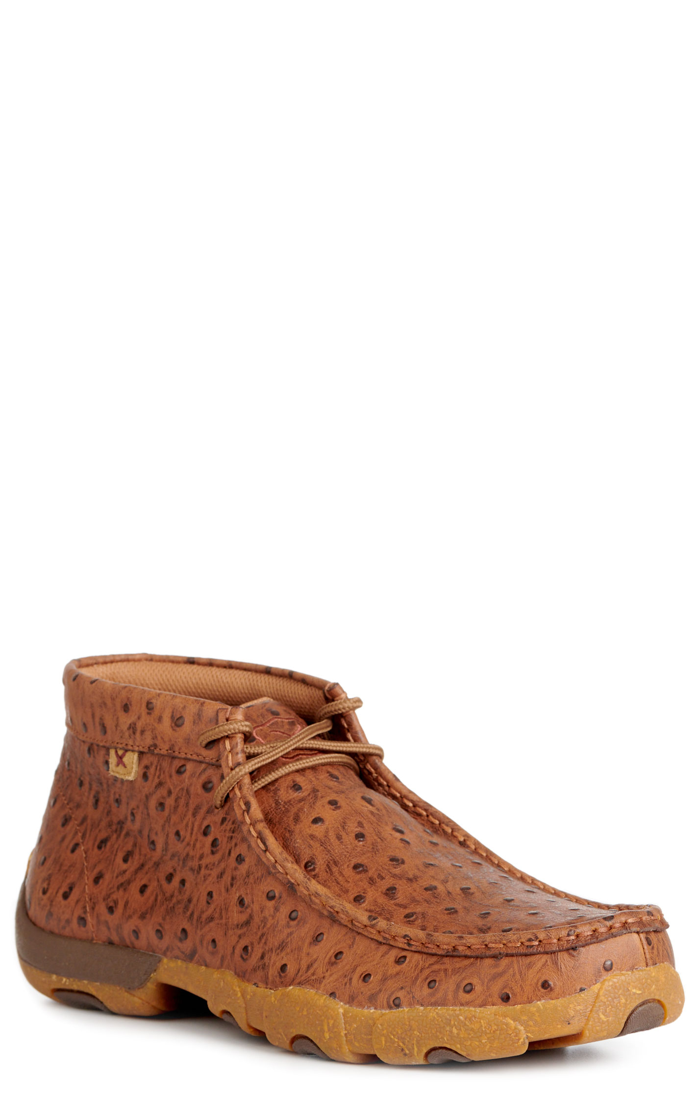 Twisted X Men's Cognac Ostrich Print Driving Moccasin Casual Shoes - Image 1