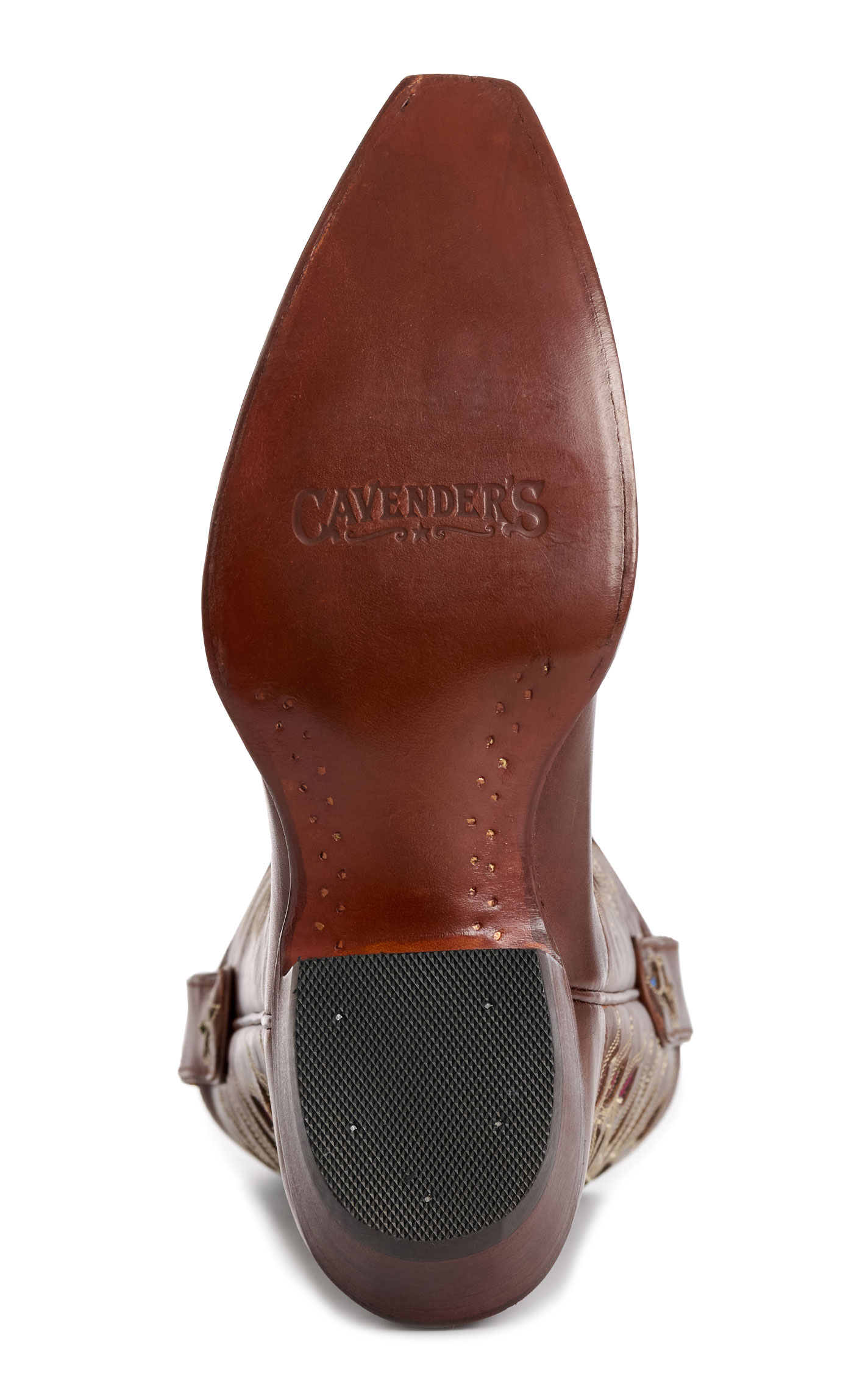 Cavender's Women's Cognac & Gold Sparkle Inlay Snip Toe Cowboy Boots - Image 1