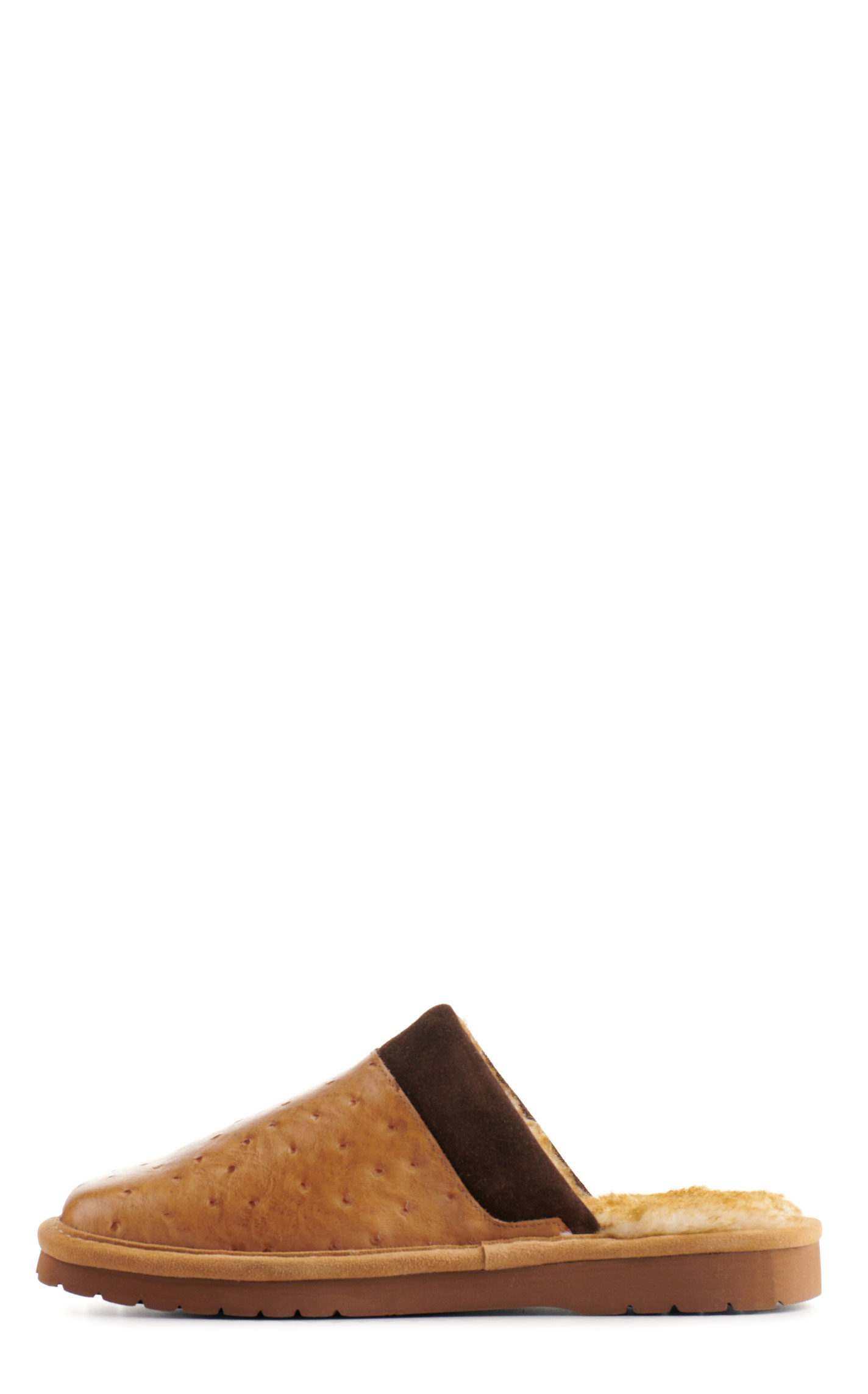 Ariat Men's Silversmith Tan Ostrich Print Slippers - Image 1