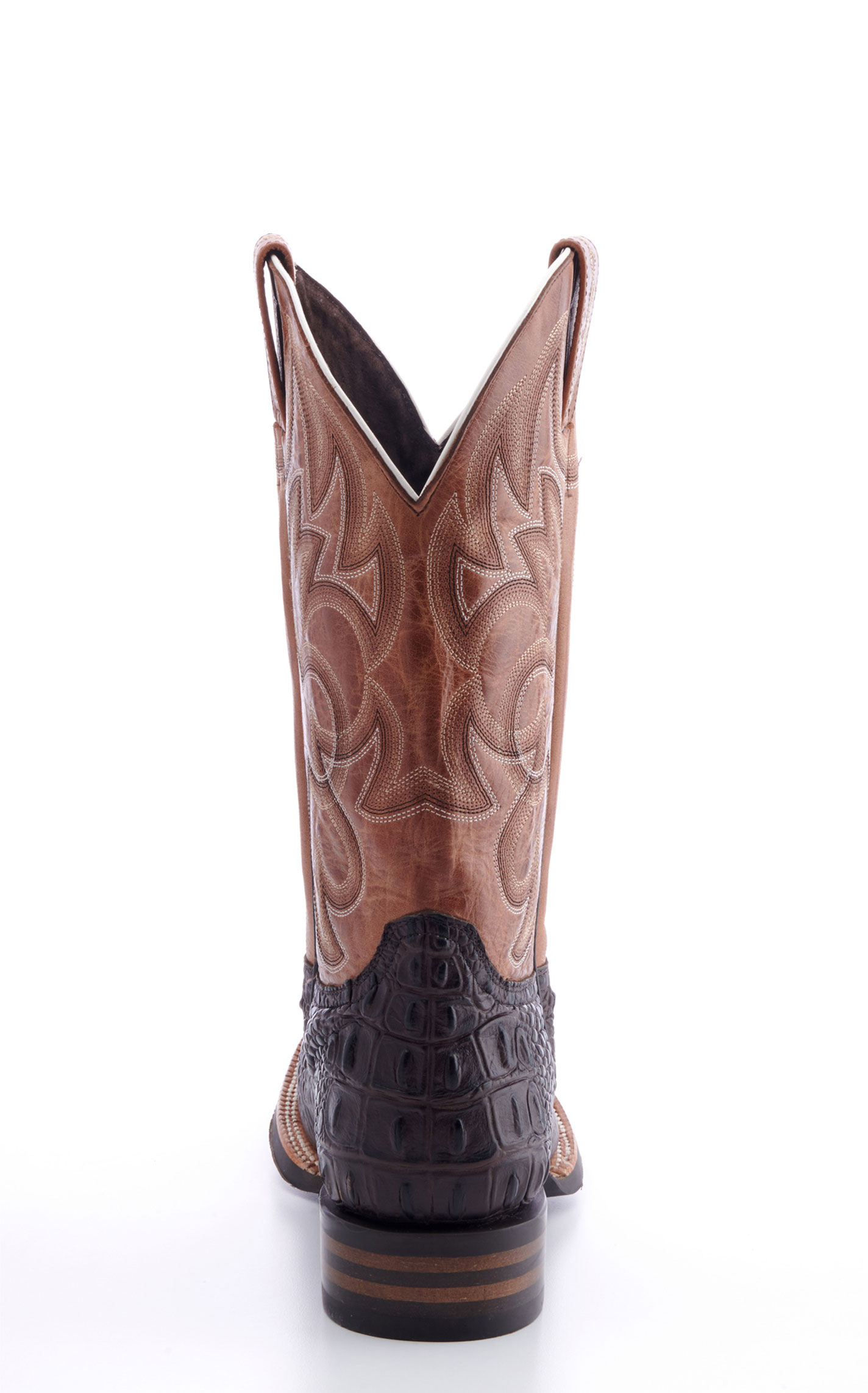 Cavender's Men's Intrepid Chocolate Hornback Alligator Print Wide Square Toe Cowboy Boot - Image 1