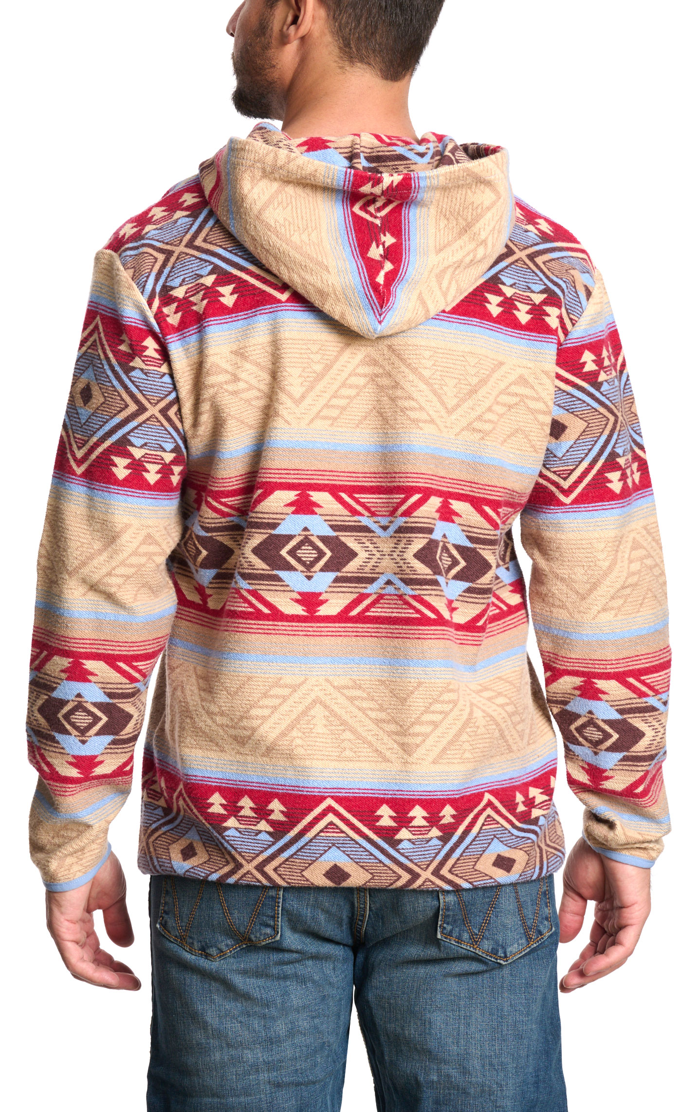 Rafter C Red Dirt Collection Men's Cinnamon & Cherry Aztec 1/4 Button Hoodie - Image 1