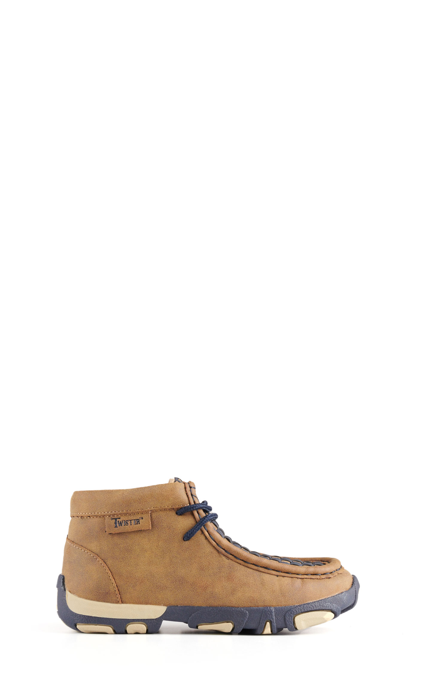 Twister Kids Oliver Brown with Navy Basketweave Moc Toe Chukka Casual Shoe - Image 1