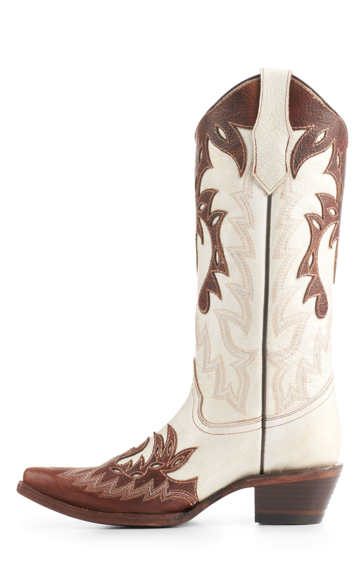 Circle G by Corral Women's Pearl with Cognac Overlay Snip Toe Cowboy Boots - Image 1