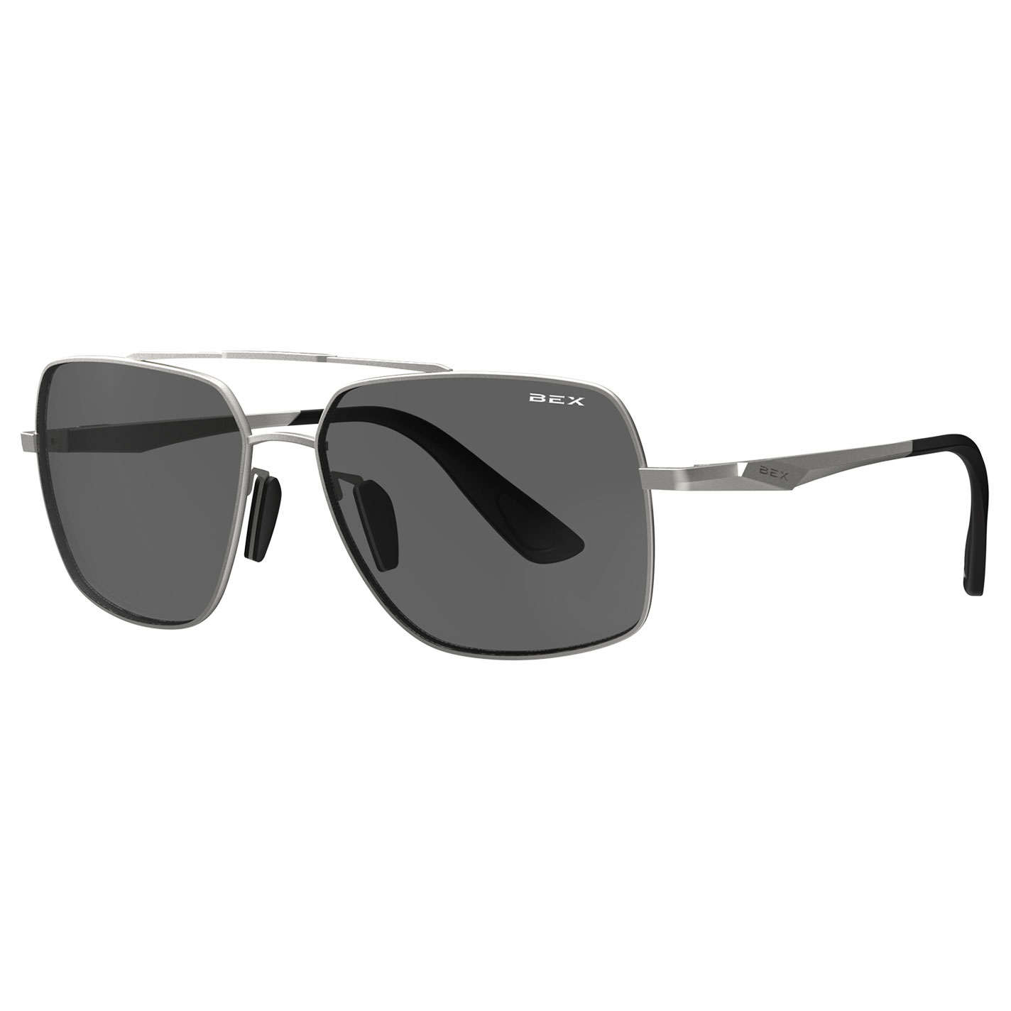 BEX Wing Matte Silver Aviator Sunglasses - Image 1