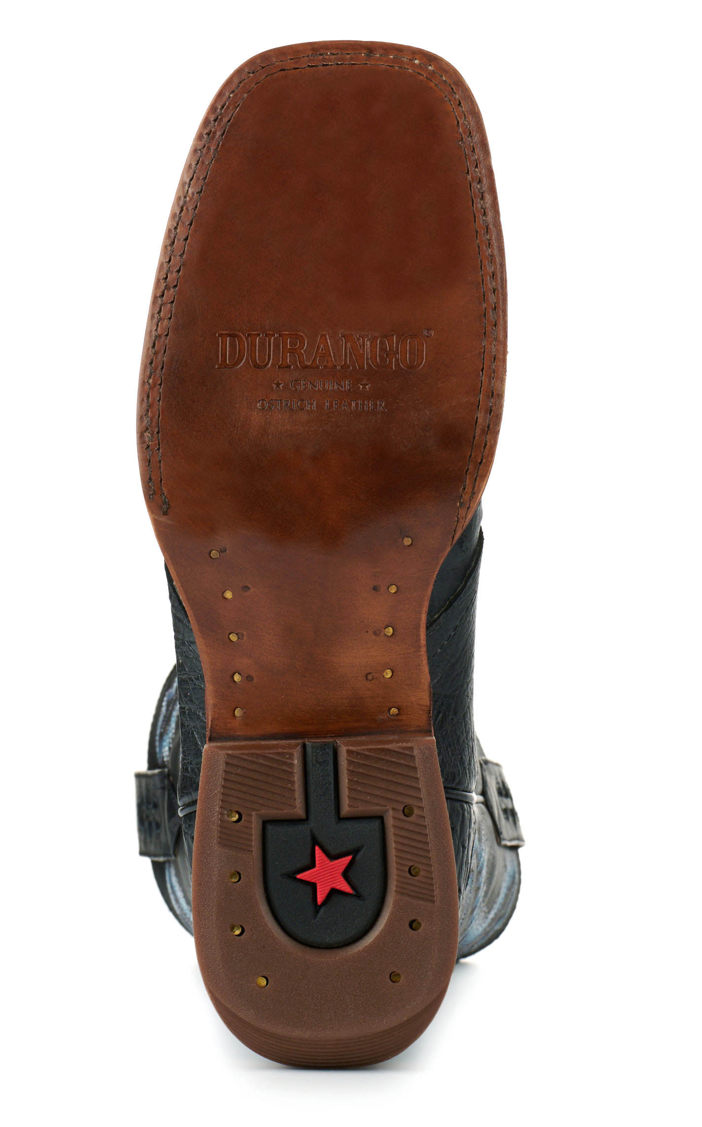 Durango Men's Black Full Quill Ostrich Saddle Vamp Wide Square Toe Exotic Cowboy Boots - Image 1