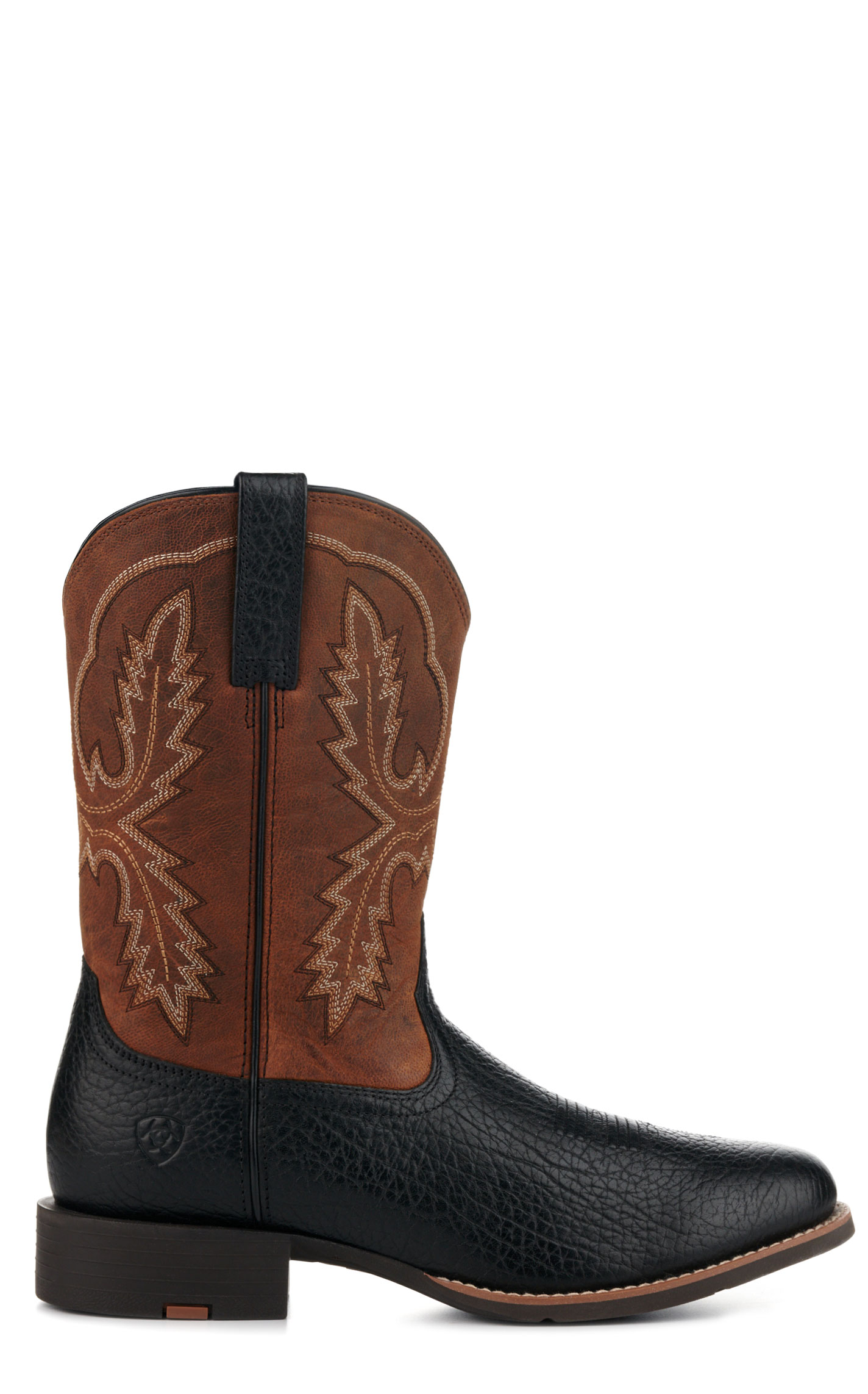 Ariat Men's Sport Stratten Black and Weathered Chestnut Round Toe Cowboy Boots - Image 1