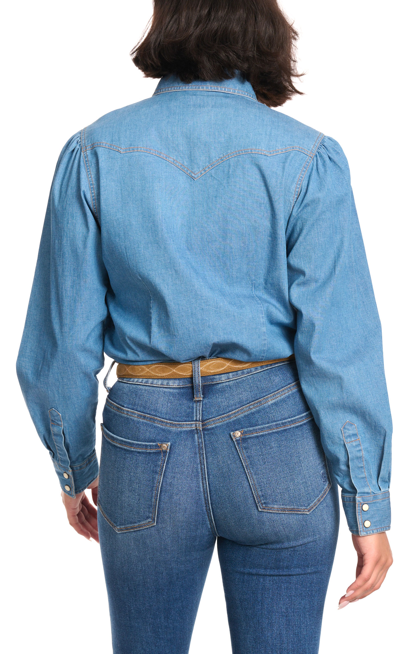Rockin C Women's Light Wash Denim Western Shirt - Image 1