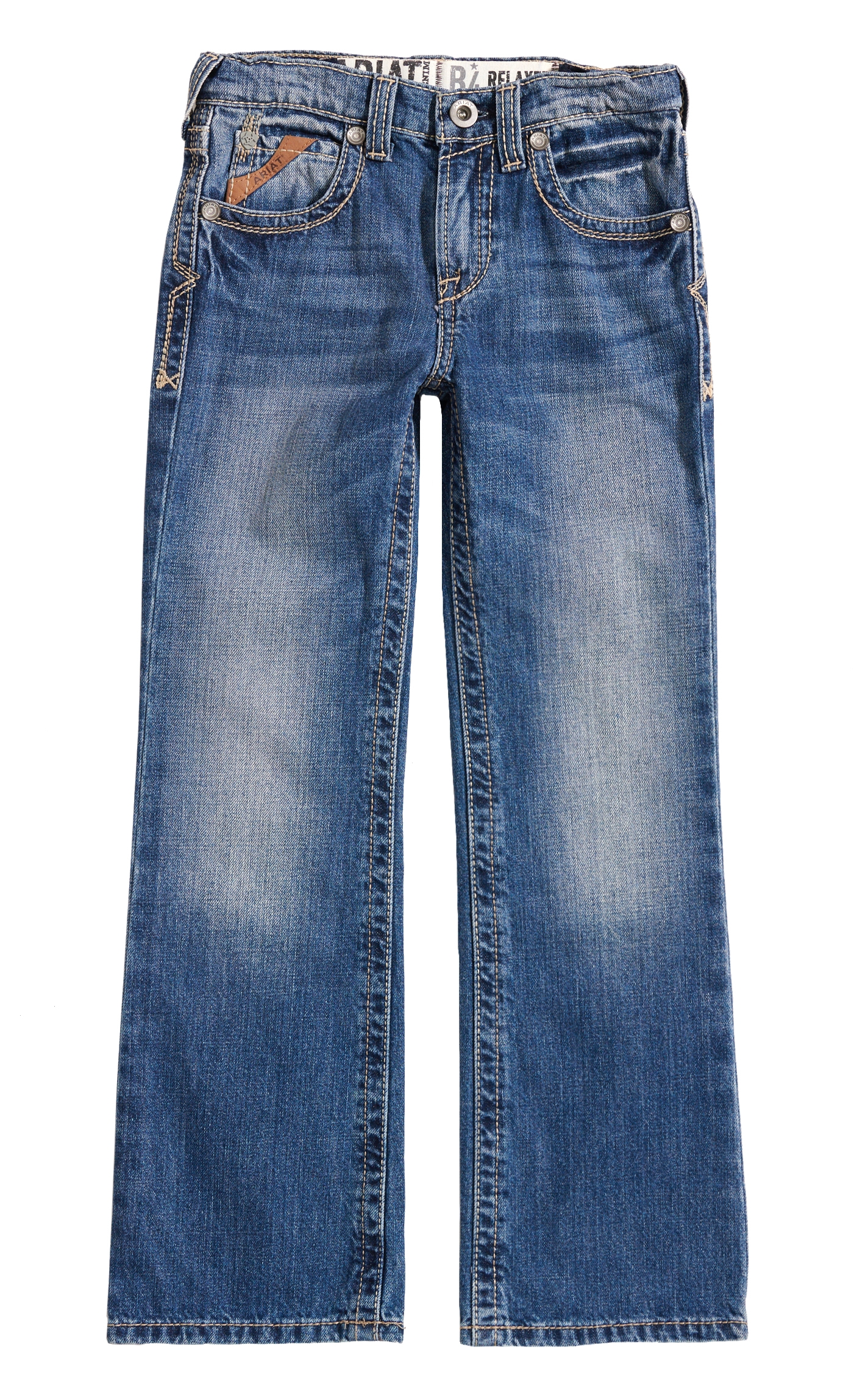 Ariat Boys' B4 Boundary Dakota Medium Wash Relaxed Fit Boot Cut Jeans (7-16) - Image 1