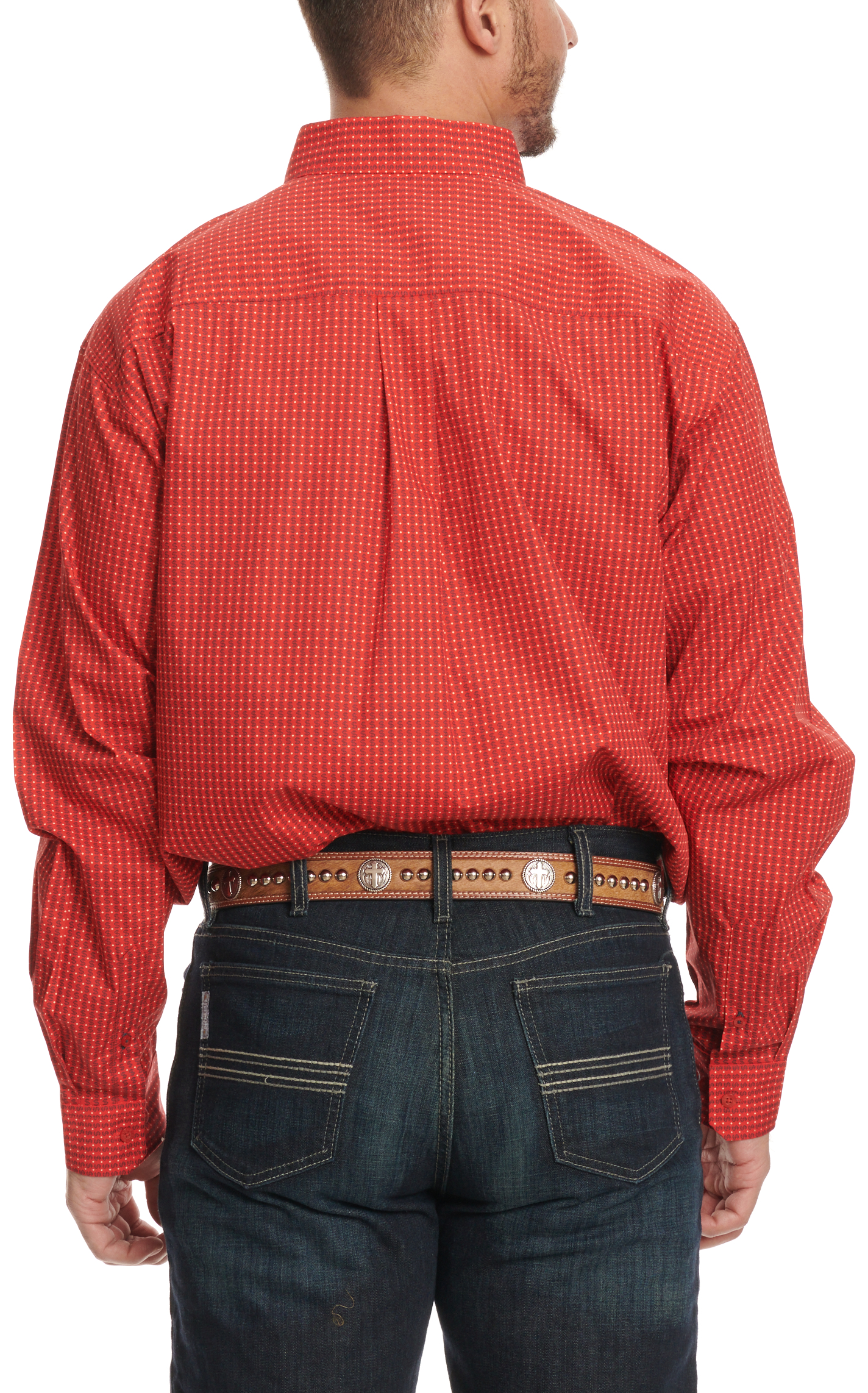 Cinch Men's Red & Navy Dollar Sign Print Western Shirt - Image 1