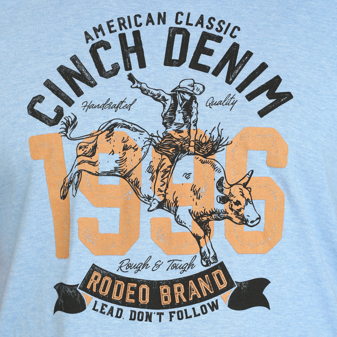 Cinch Men's Light Blue 1996 Rodeo Cowboy Graphic T-Shirt - Image 1