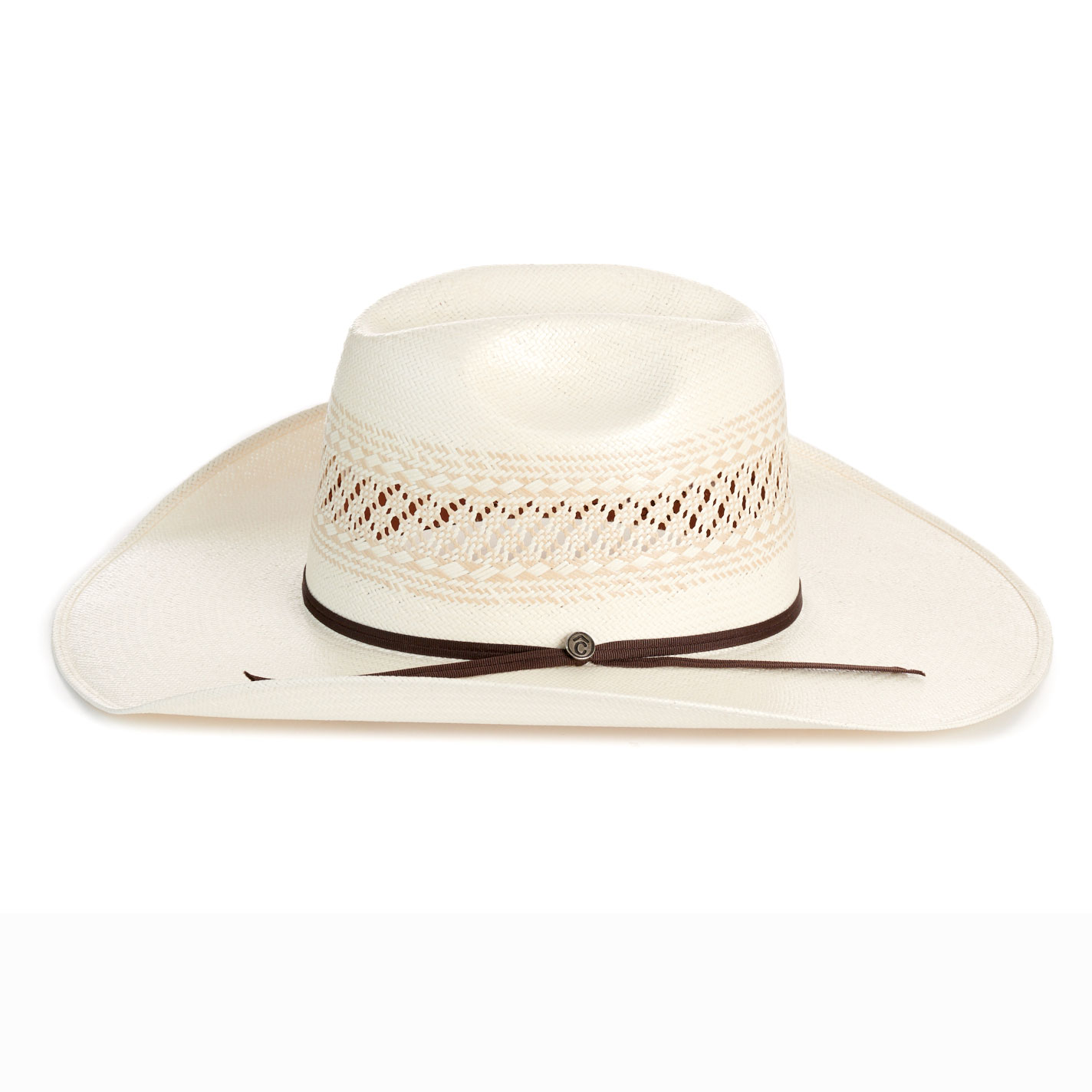 Rafter C Shantung Ivory Vented Cattleman Crown Straw Cowboy Hat - Image 1