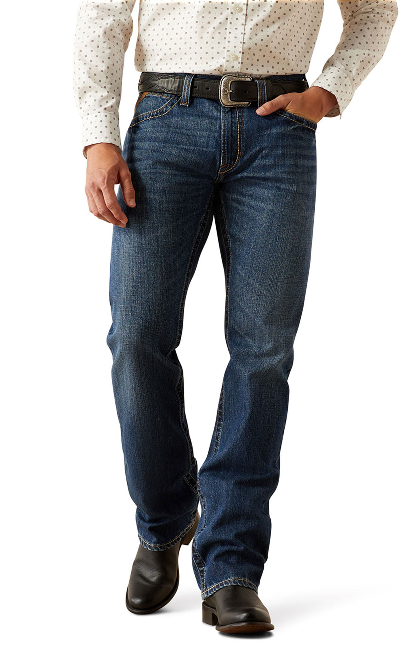 Ariat Men's M4 Buckeye Newton Medium Wash Straight Leg Jeans - Image 1