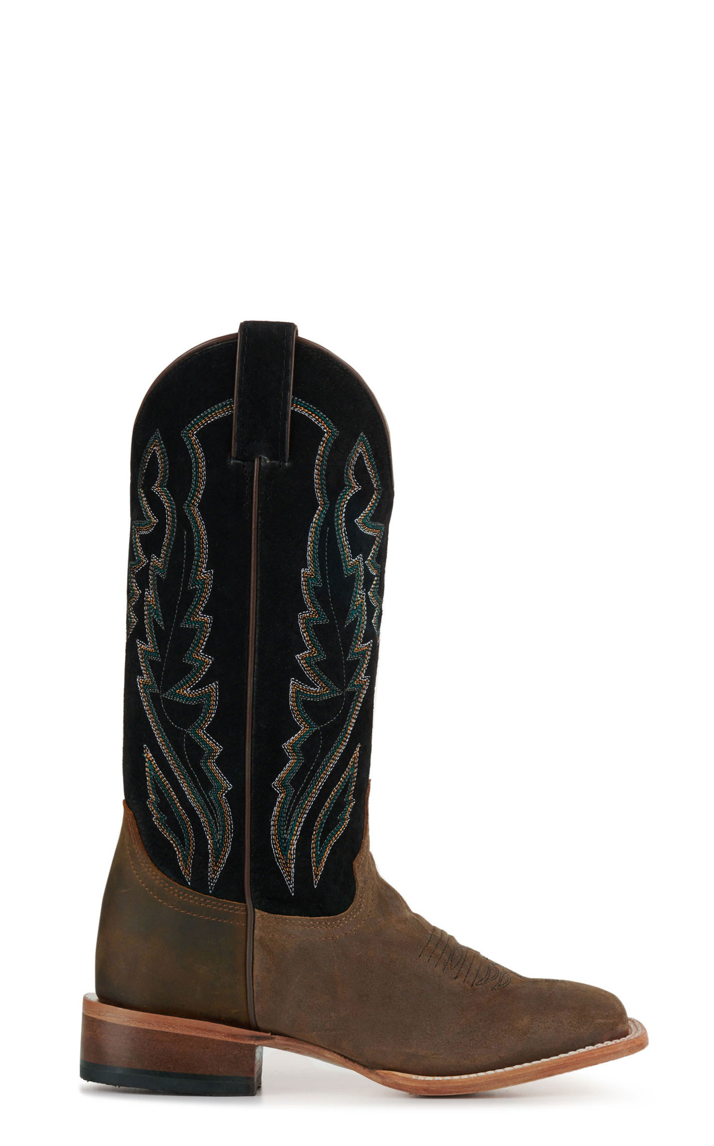 Justin Women's Palisade Clay Brown Suede and Black Wide Square Toe Cowboy Boots - Image 1