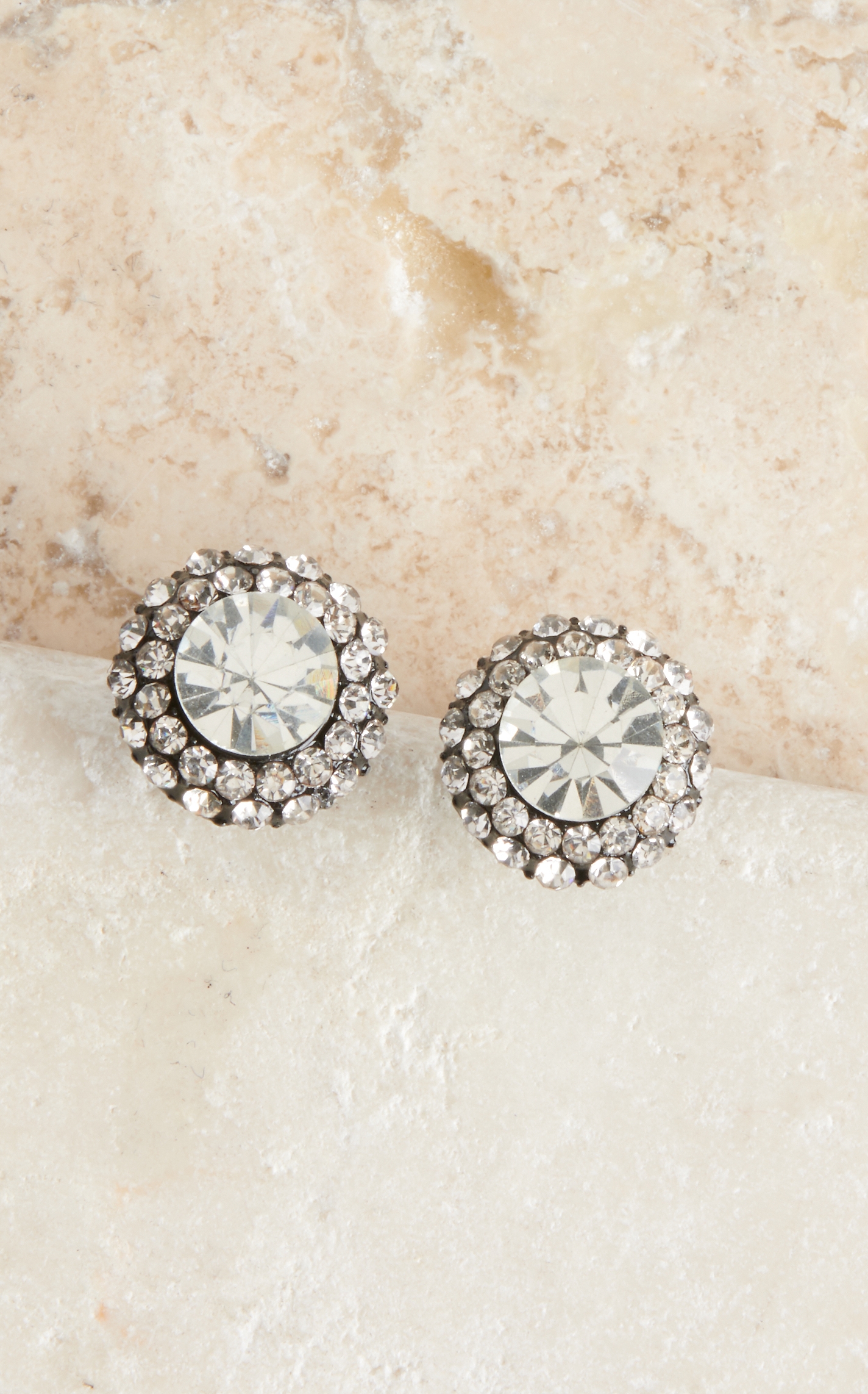 Blazin Roxx Large Clear Crystal Stud Earrings - Image 1