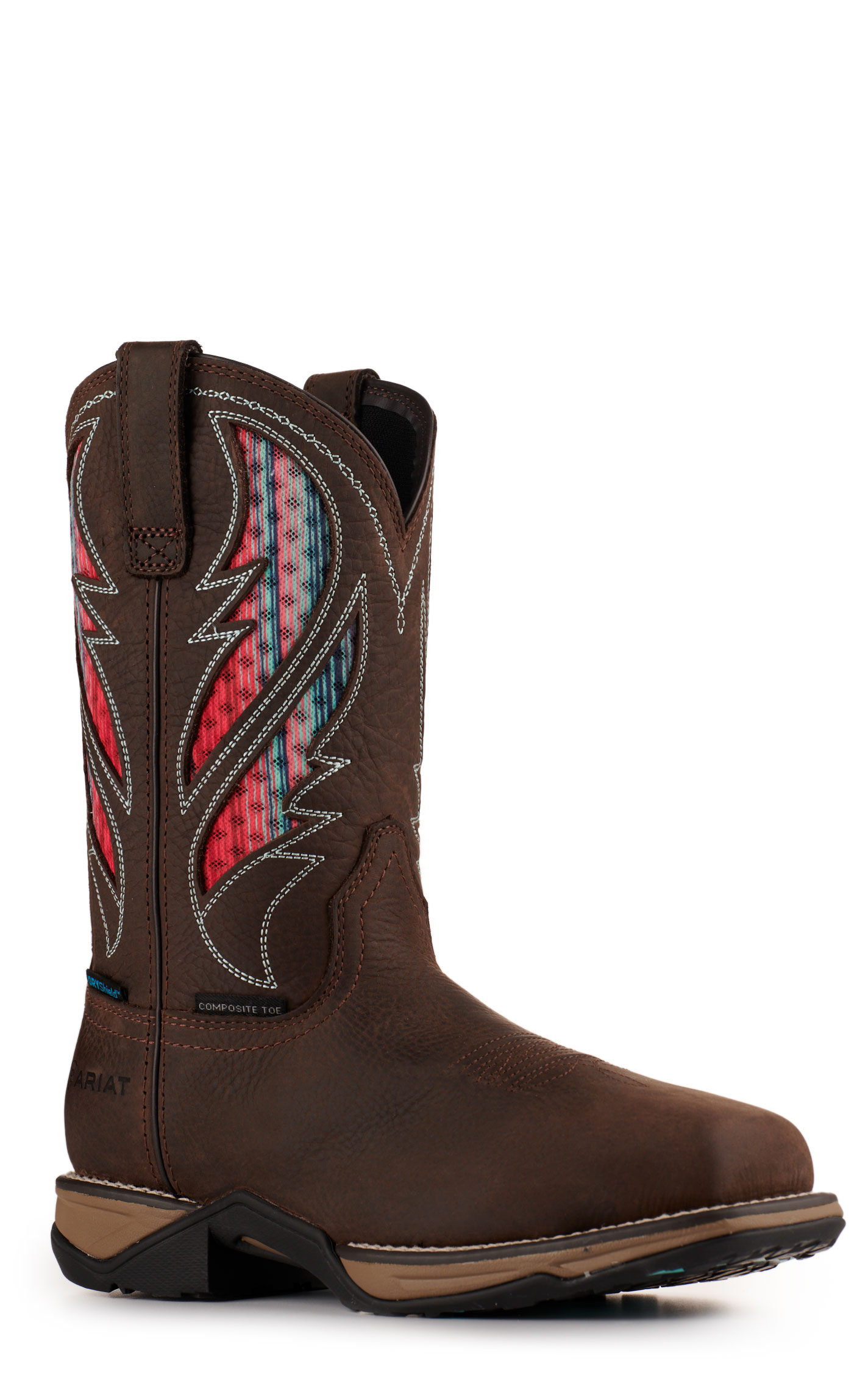 Ariat Women's Anthem Dark Chocolate with Serape VentTEK Waterproof Wide Square Composite Toe Work Boot - Image 1
