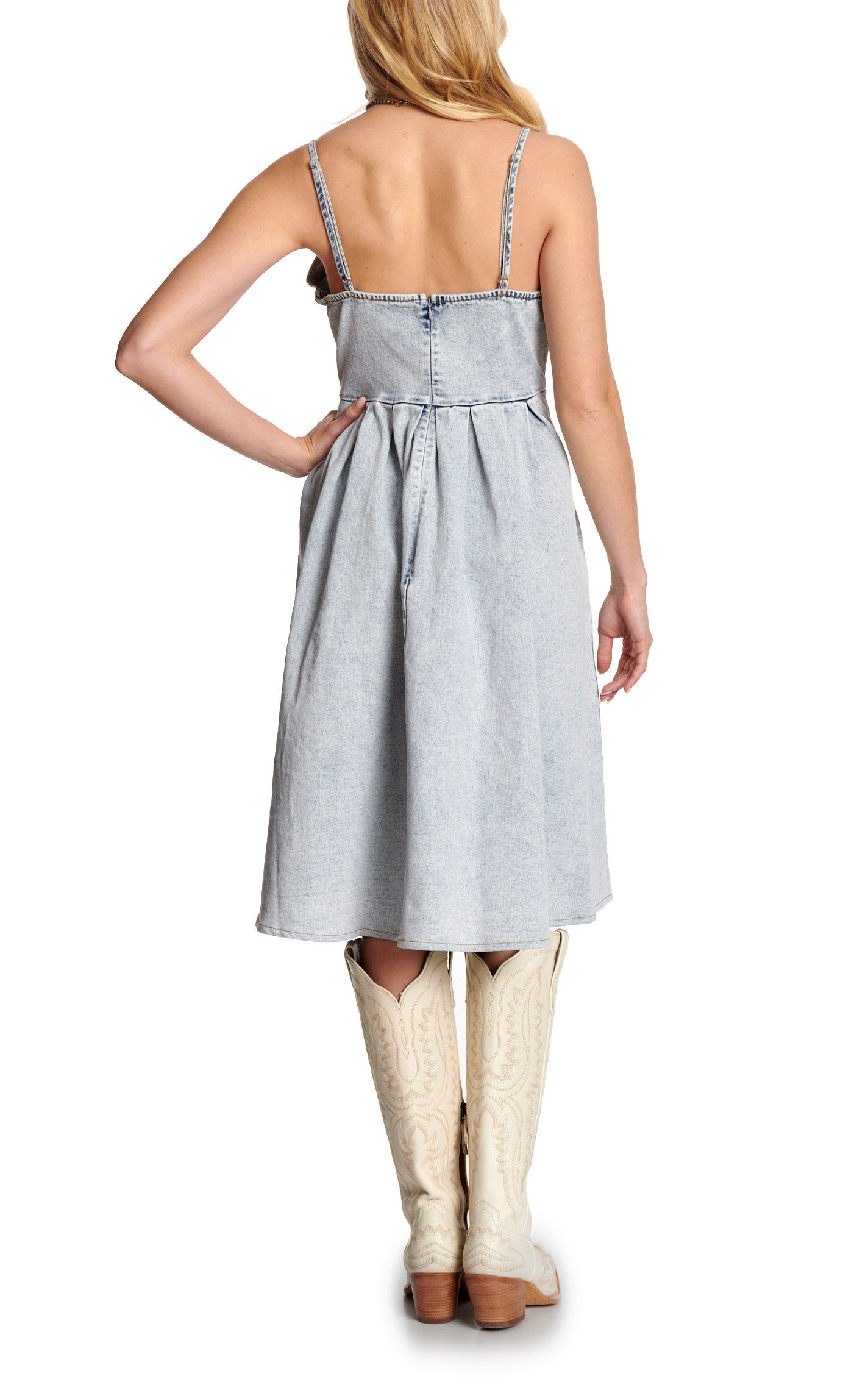 Blue B Women's Light Wash Fitted Top Denim Dress - Image 1