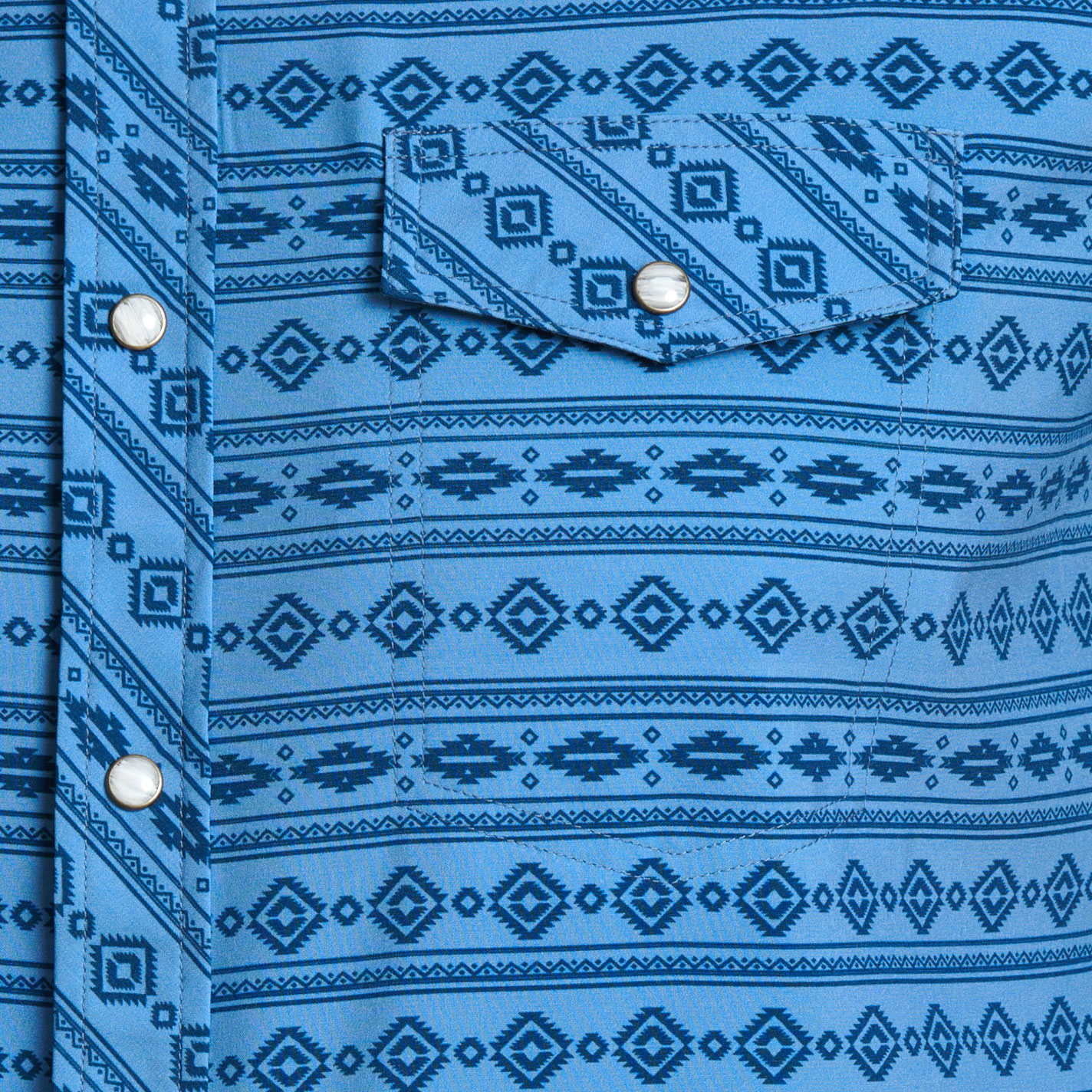 Panhandle Men's Performance Blue & Navy Aztec Print Western Shirt - Image 1