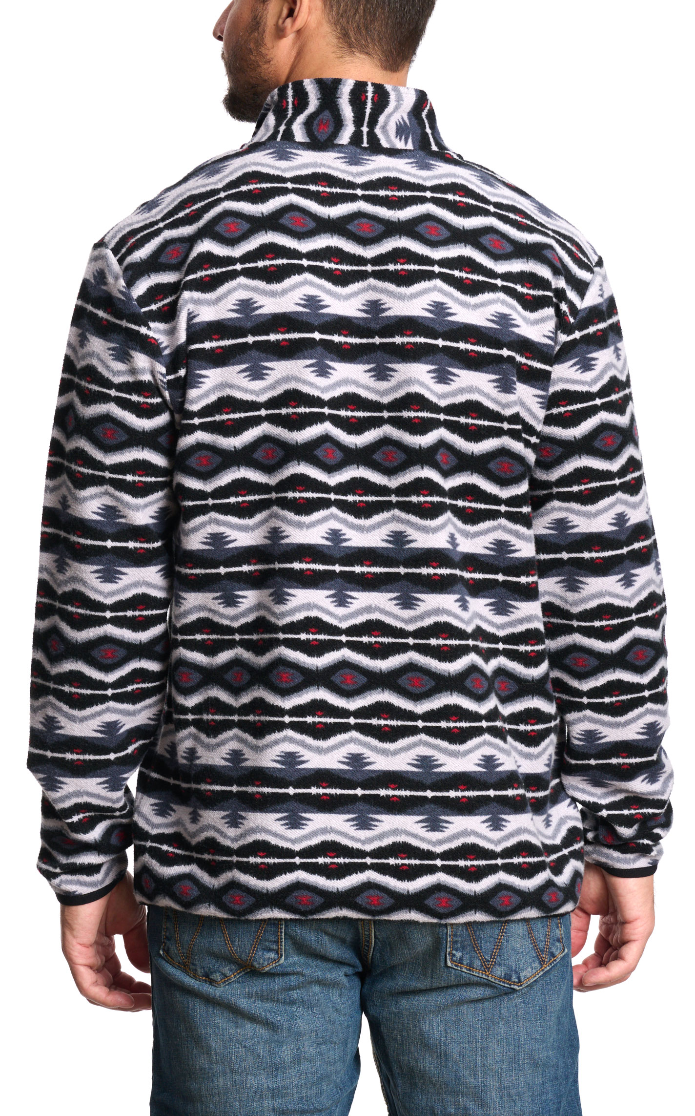 Rafter C Men's Red Dirt Collection Black & Red Aztec 1/4 Zip Pullover - Image 1