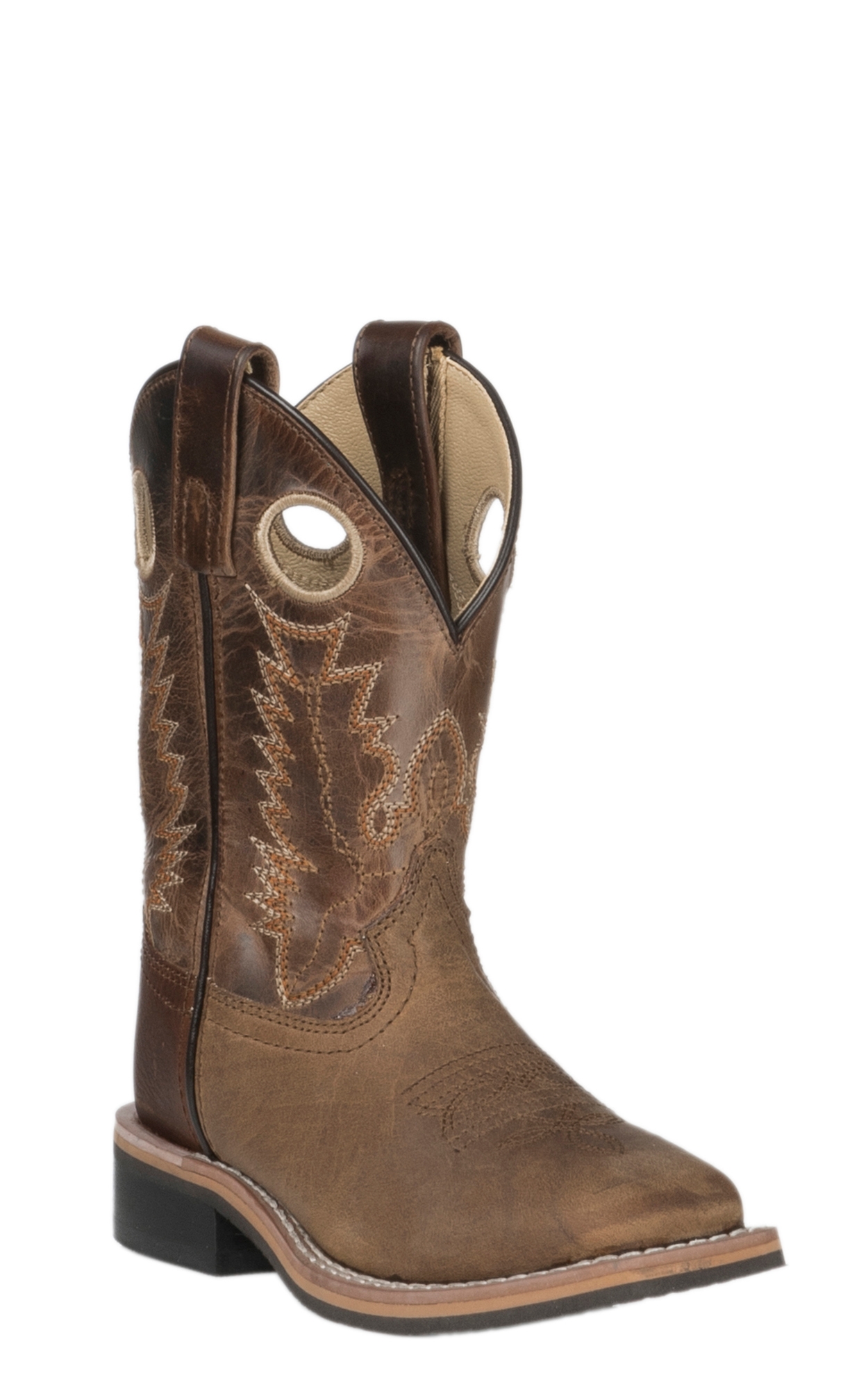 Smoky Mountain Kids Distressed Brown and Waxy Brown Wide Square Toe Cowboy Boots - Image 1