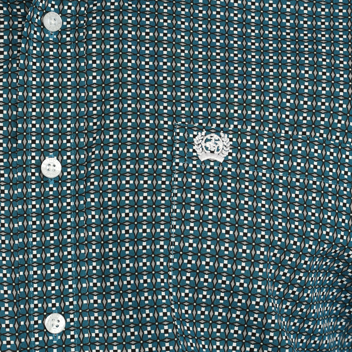 Cinch Men's Teal & Taupe Geo Print Western Shirt - Image 1