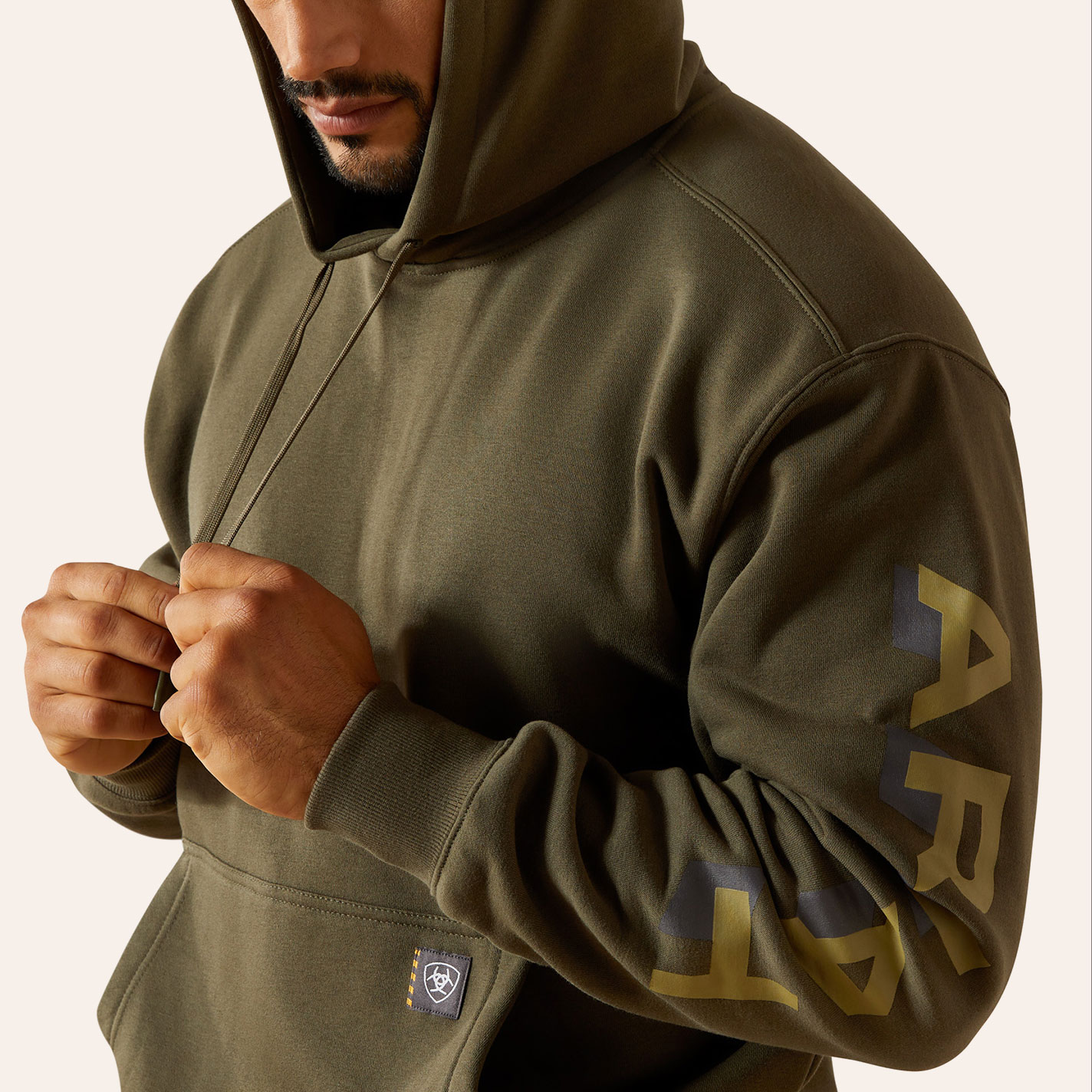 Ariat Men's Rebar Grape Leaf Lightweight Logo Hoodie - Image 1