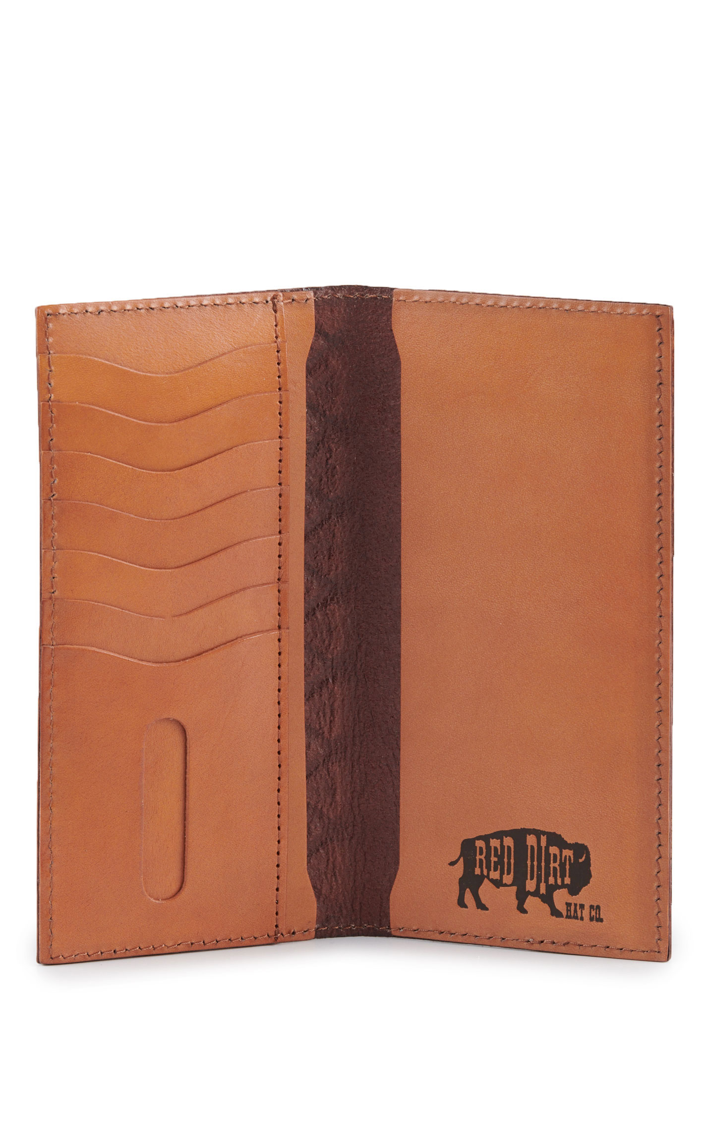Red Dirt Hat Co. Brown Woven Leather with Logo Desert Scene Rodeo Wallet - Image 3