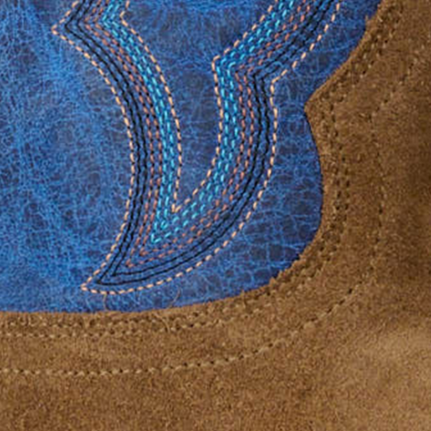 Cavender's Men's Shiitake Brown Roughout and Blue Punchy Square Toe Cowboy Boots - Image 1
