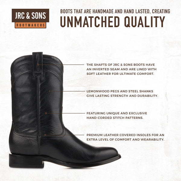 JRC & Sons Men's Kingston Brush Off Goat Leather Round Toe Roper Boot in Black Cherry - Image 1