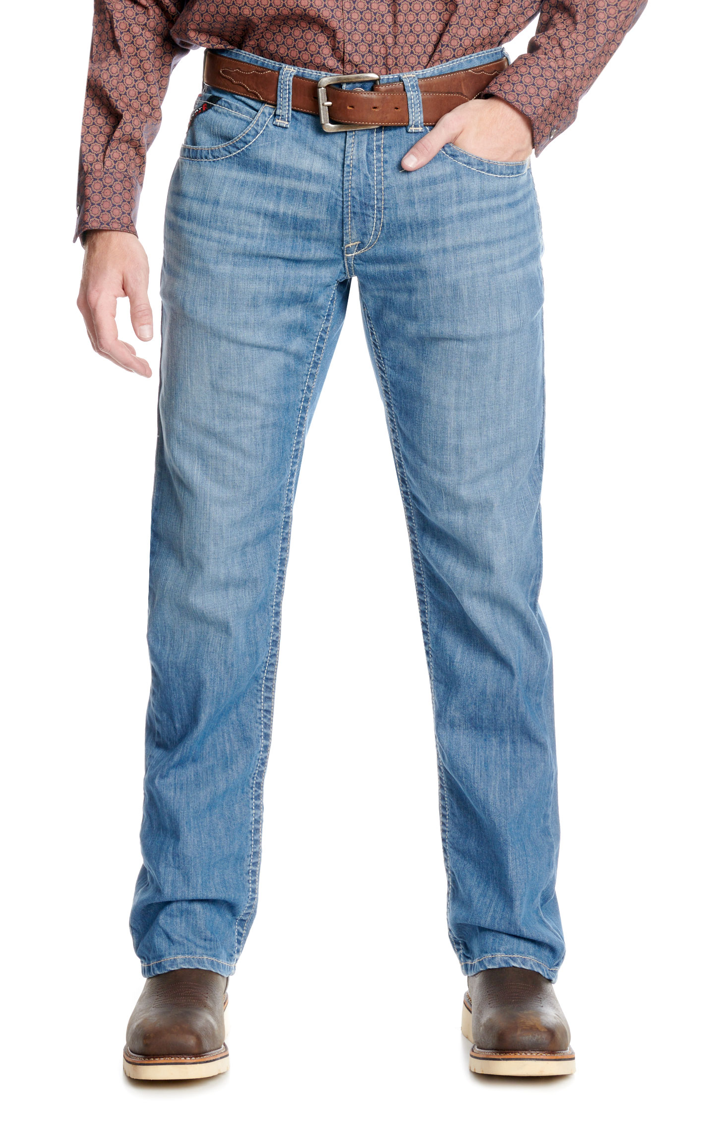Ariat Men's M5 DuraLight Owens Light Wash Straight FR Work Jeans - Image 4
