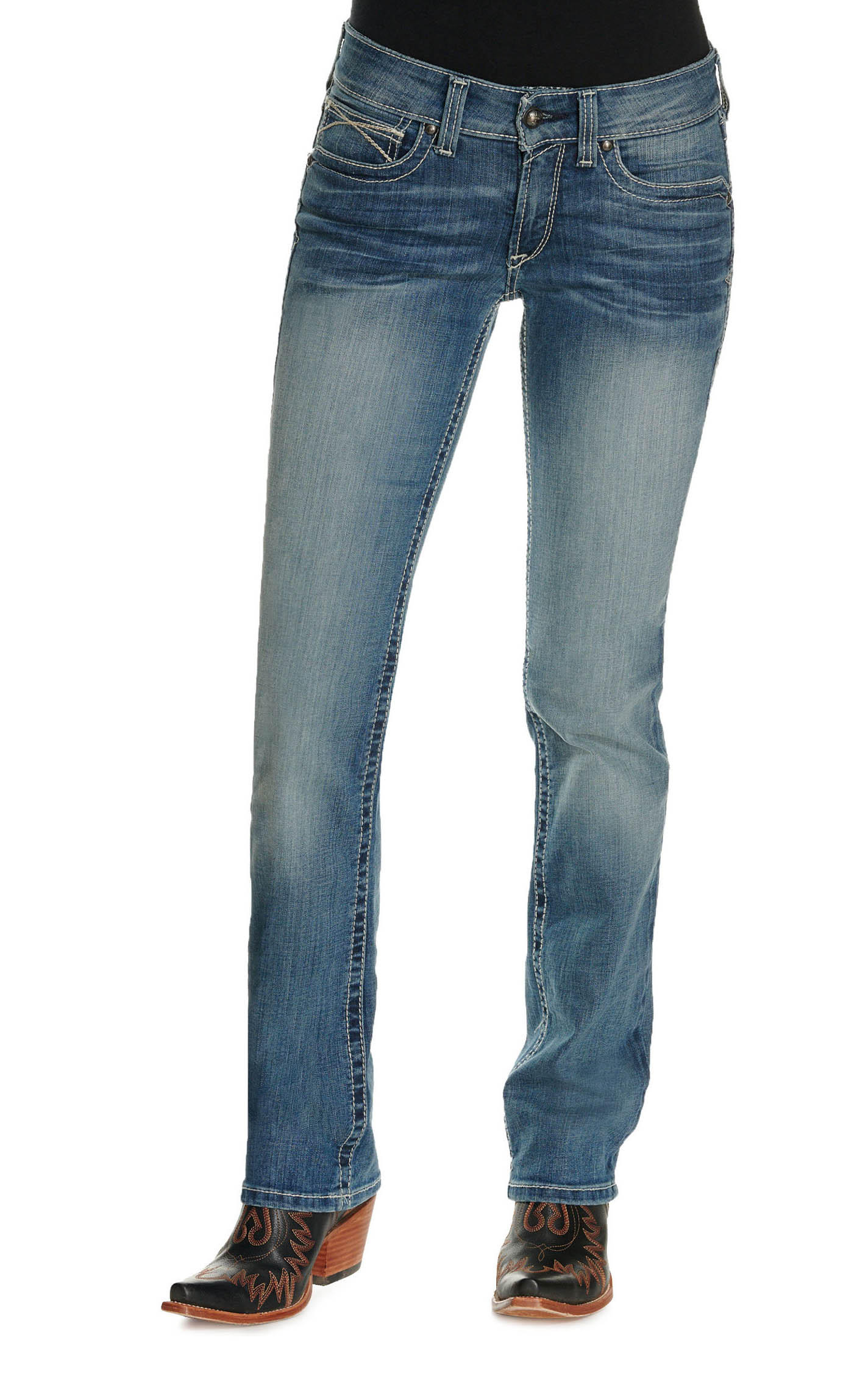 Ariat Women's Real Rainstorm Medium Wash Straight Leg Jeans - Image 1