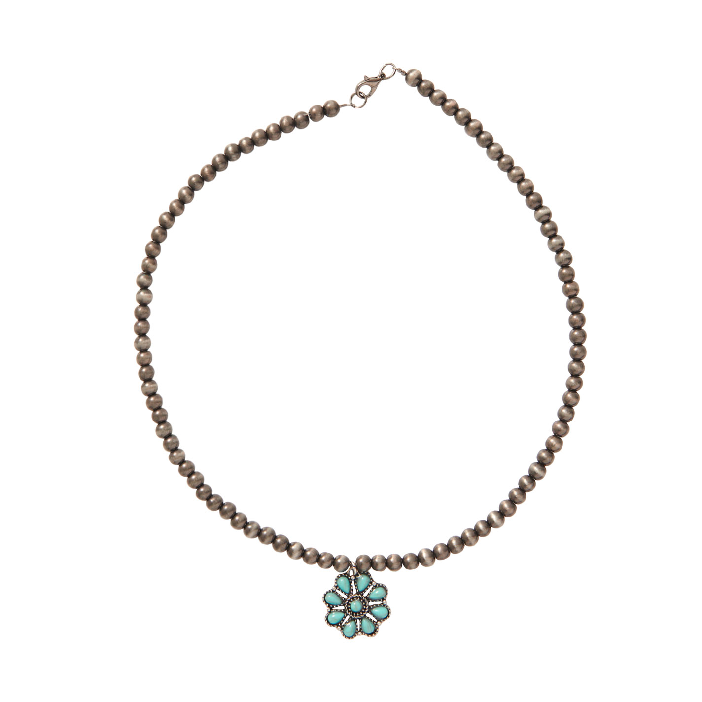 Rockin C Navajo Pearl Bead Turquoise Concho Necklace - Image 1