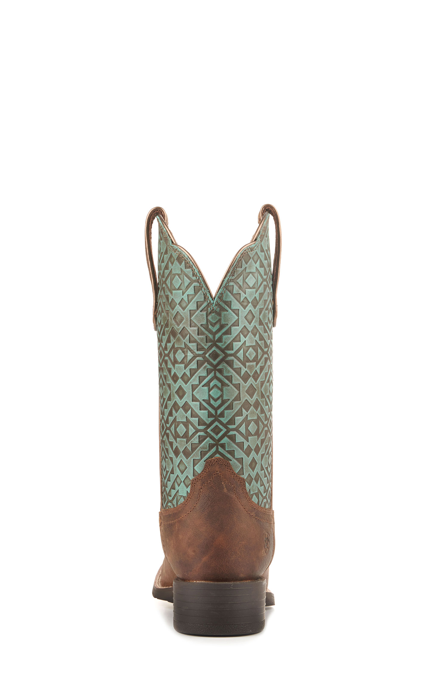 Ariat Women's Round Up Brown and Turquoise Blanket Embossed Wide Square Toe Cowboy Boots - Image 1