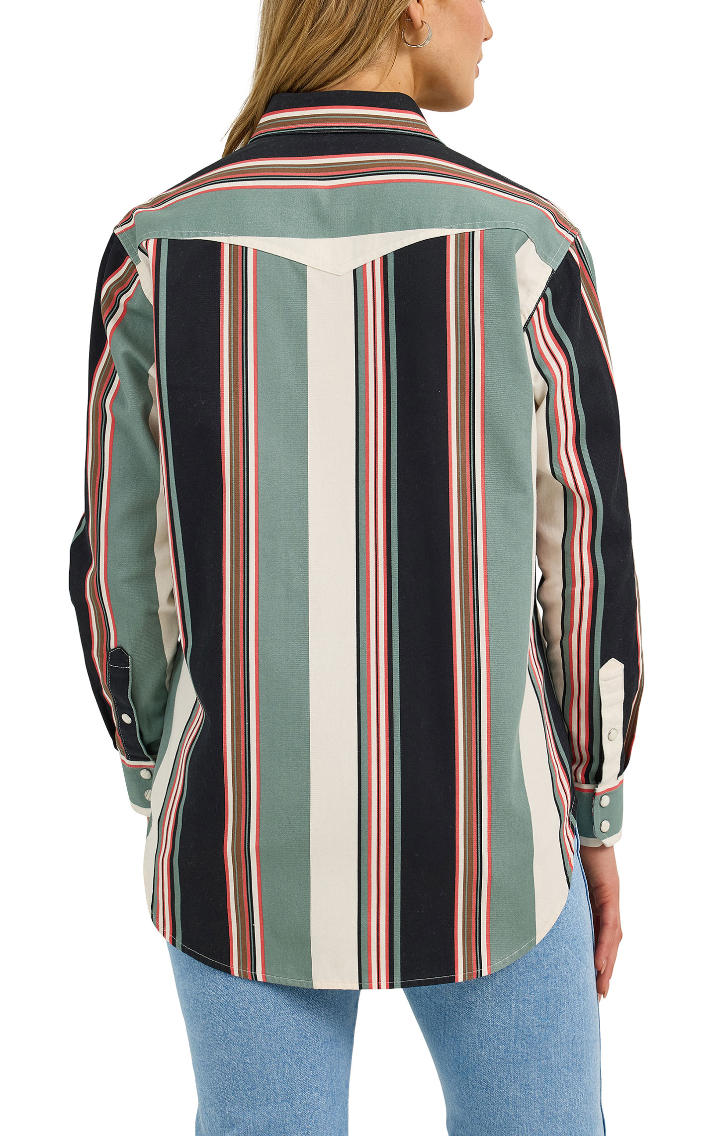 Wranger Retro Women's Black & Green Brushpopper Boyfriend Western Shirt - Image 2