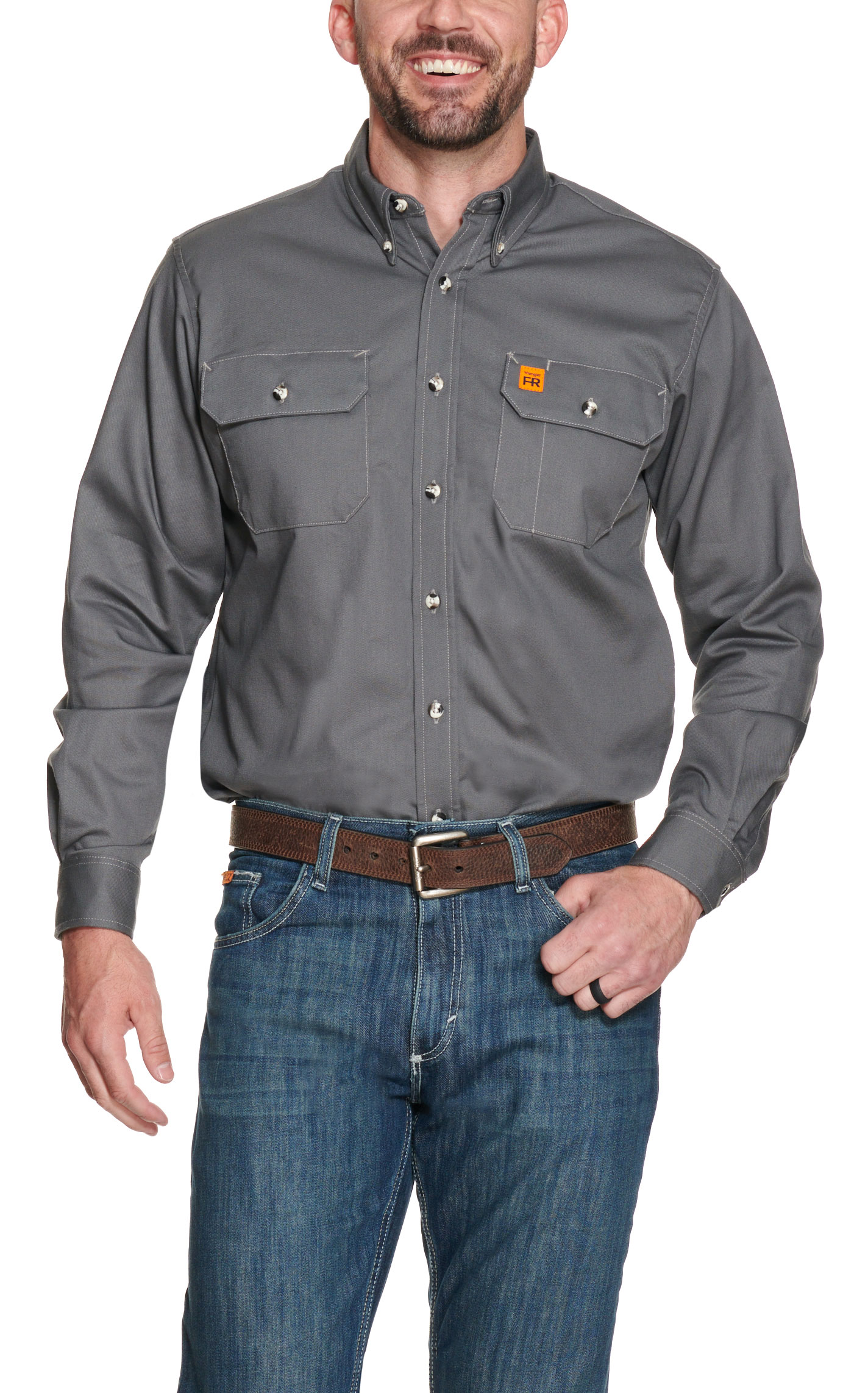 RIGGS by Wrangler Men's Gray FR Work Shirt - Image 1