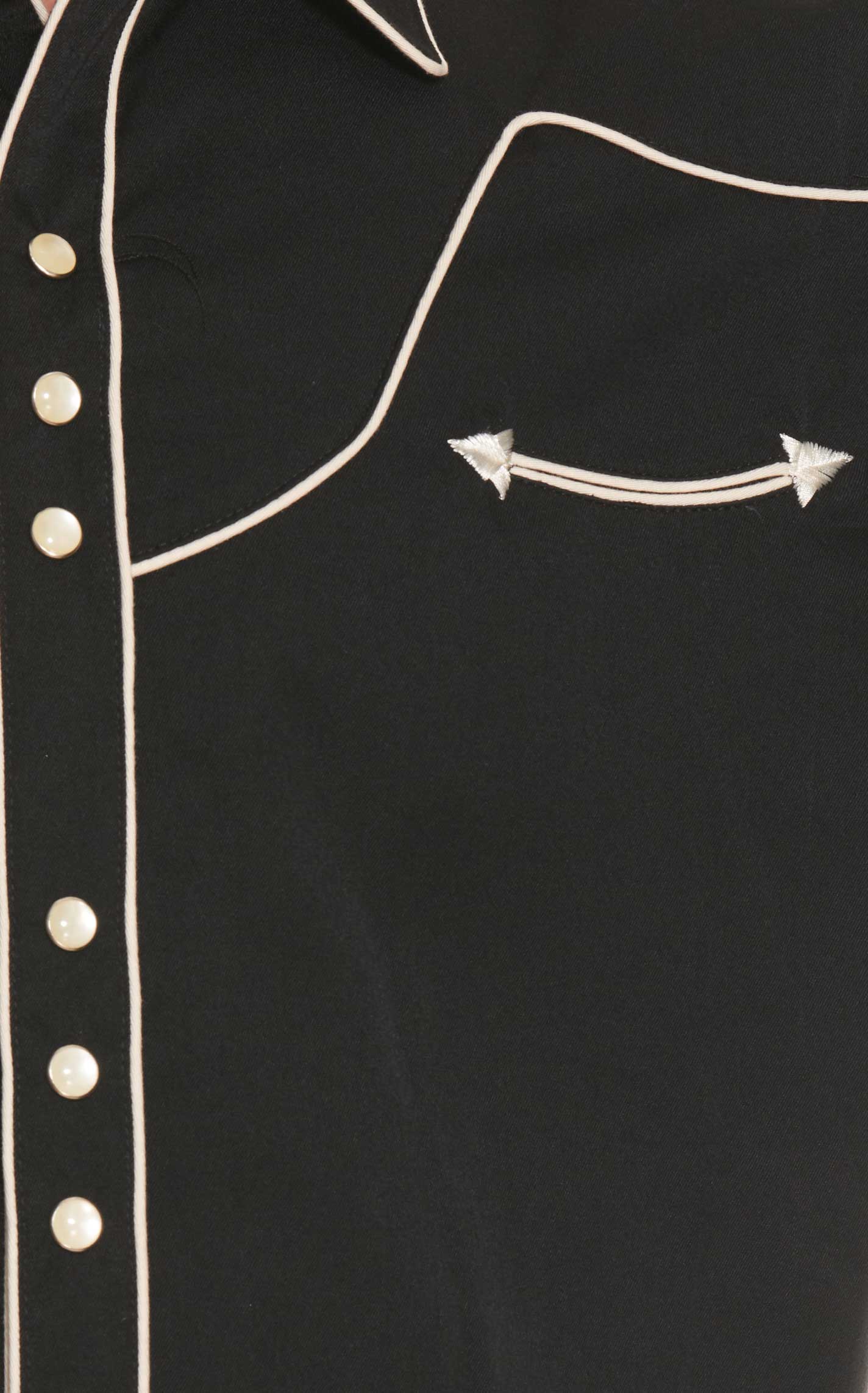 Scully Men's Legends Black with Cream Piping Long Sleeve Western Shirt - Image 1