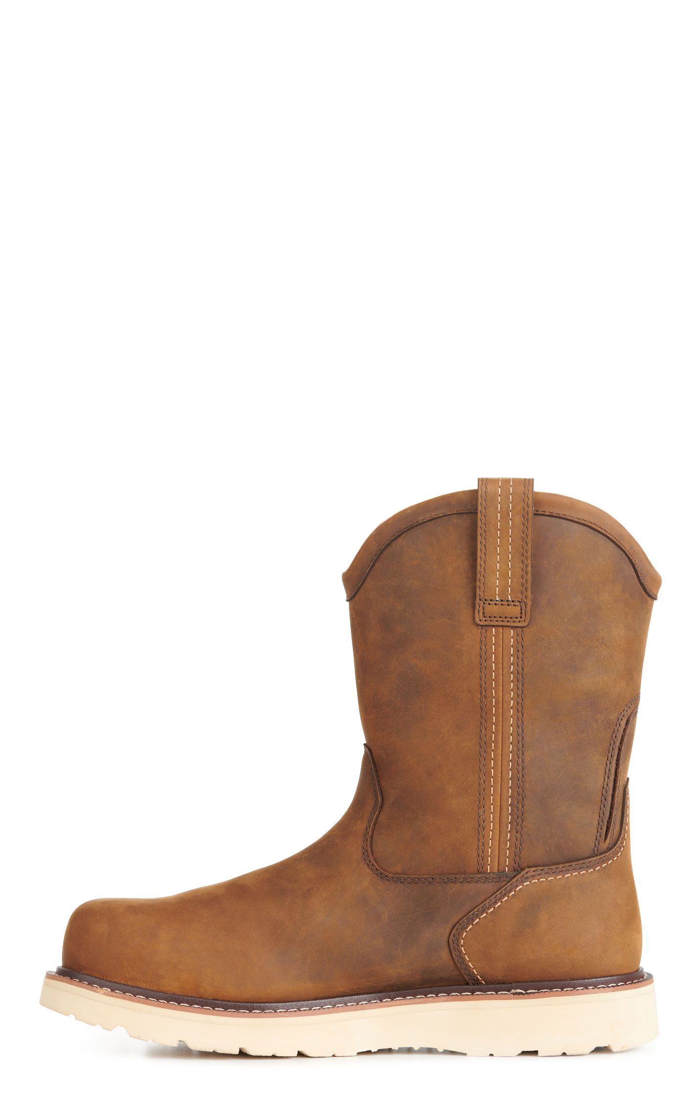 Ariat Men's Rebar Wedge Distressed Brown Waterproof Round Composite Toe Pull-On Work Boots - Image 1