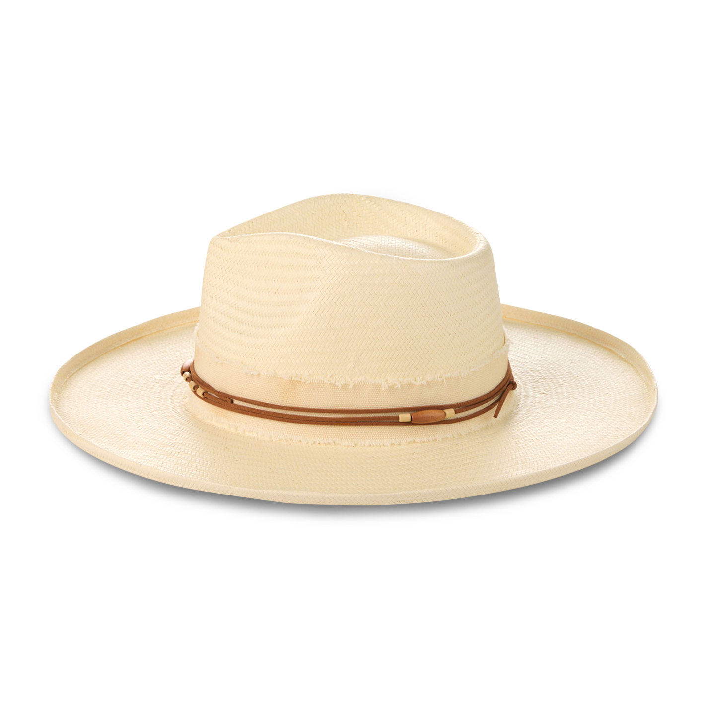 Rockin C Women's Natural Curl Brim Wooden Bead Trim Western Hat - Image 1