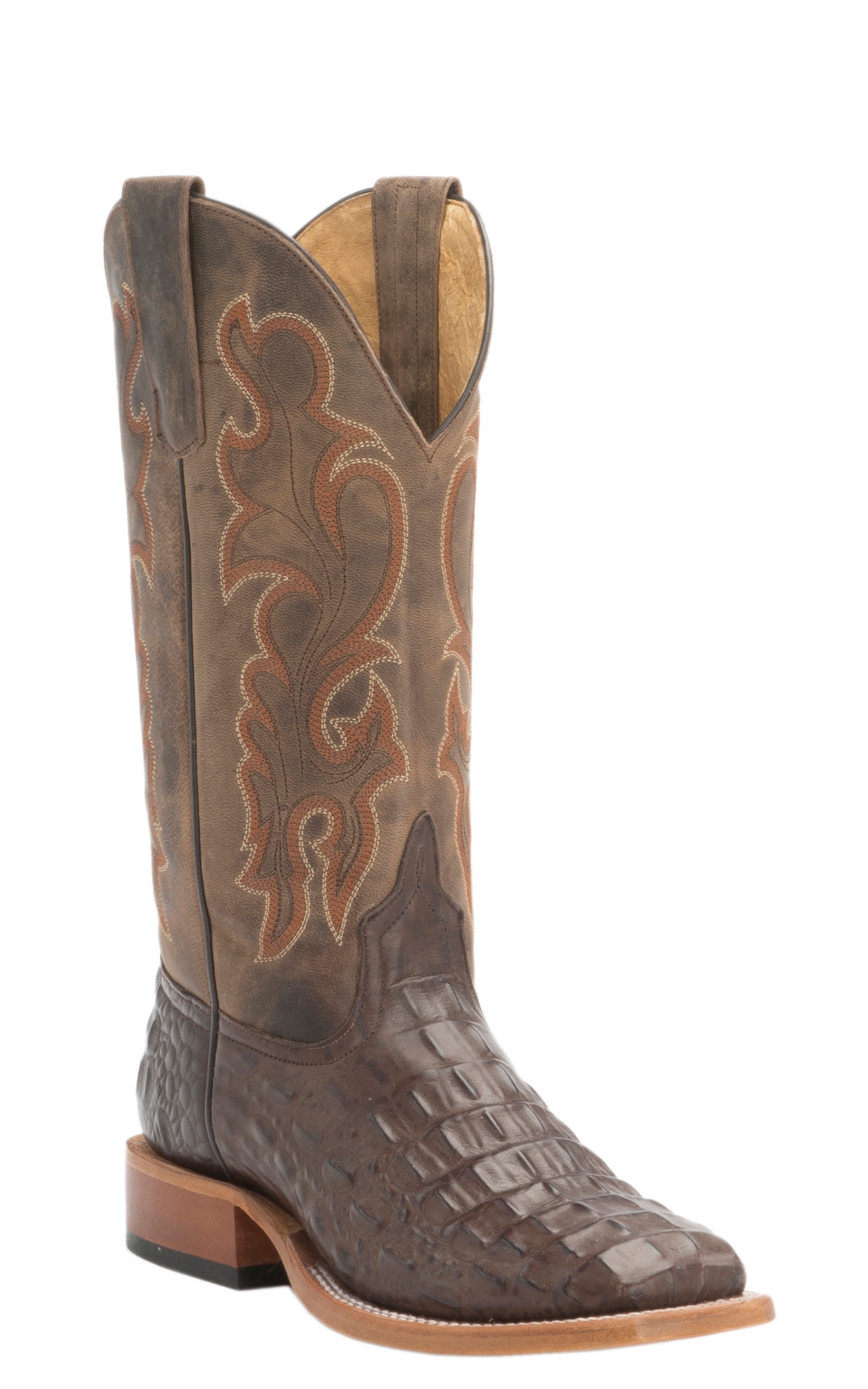 Anderson Bean Youth Chocolate Croc Print Square Toe Cowboy Boots - Image 1