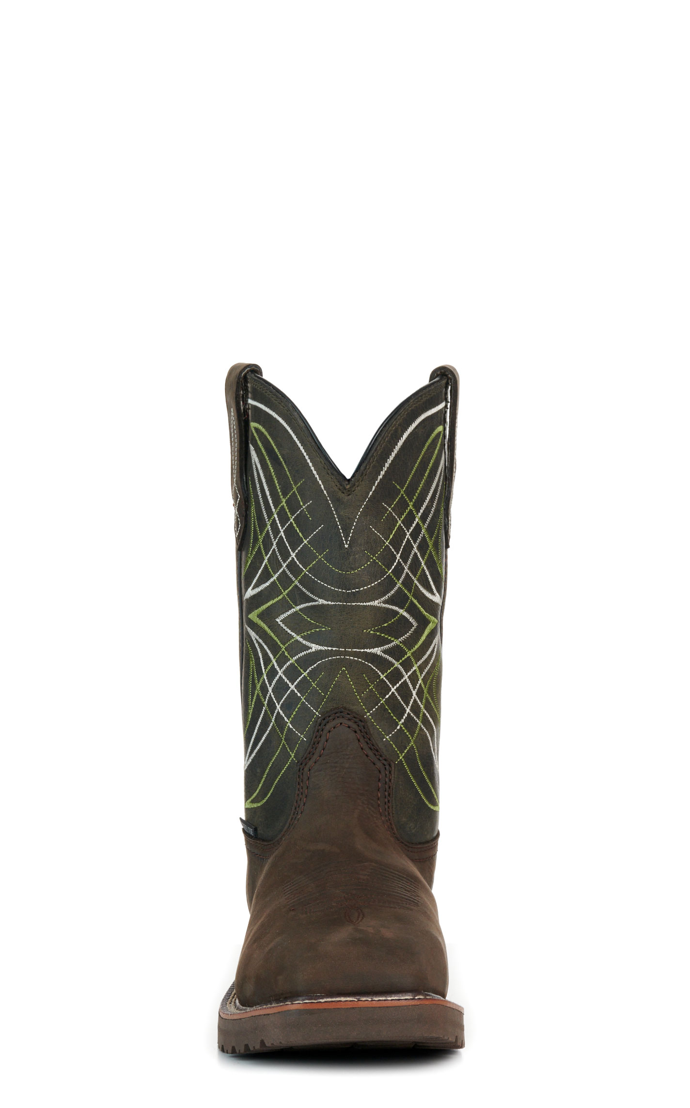 Ariat Men’s Dark Brown and Moss Green Activator Waterproof Wide Square Steel Toe Work Boots - Image 1