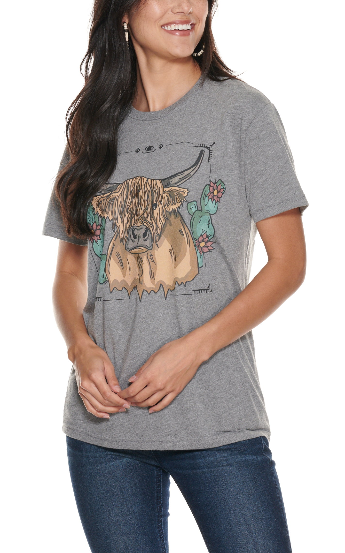 Rowdy Crowd Women's Heather Gray Swanky Highlander Short Sleeve T-Shirt - Image 1
