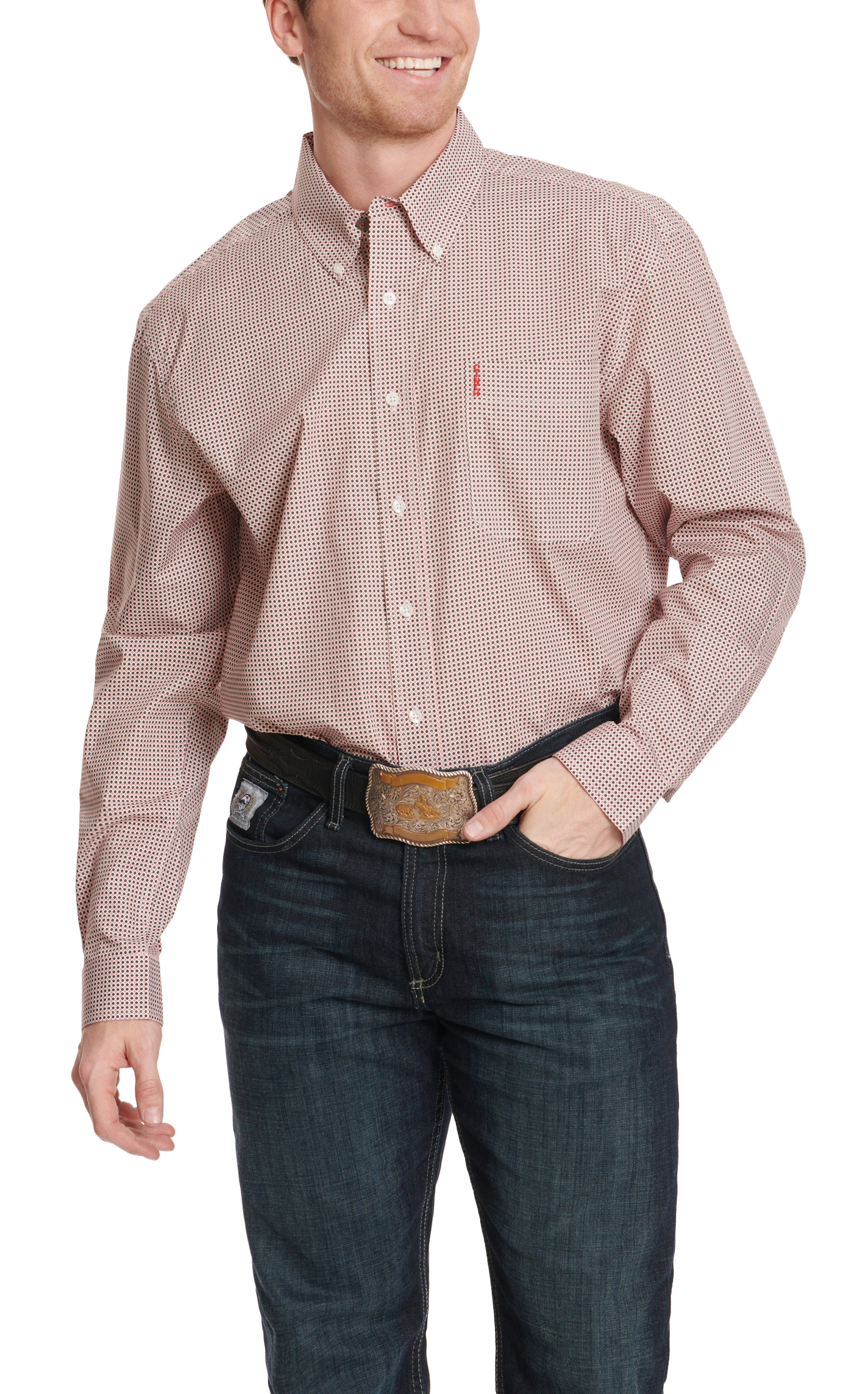 Cinch Men's Black & Red Geo Print Western Shirt - Image 1