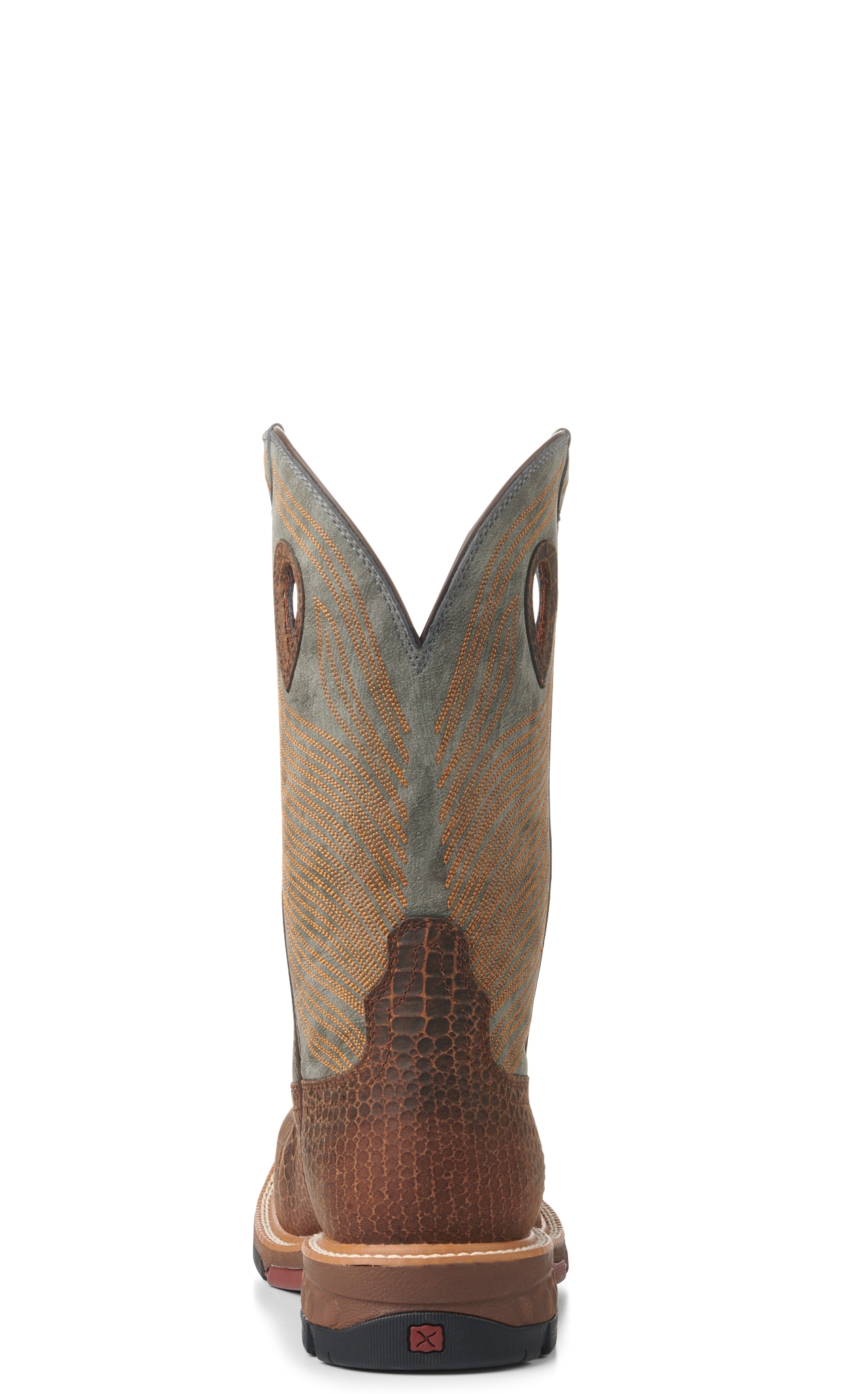 Twisted X Men's Brown Caiman Print Foot and Gray CellStretch Wide Square Composite Toe Work Boots - Image 1