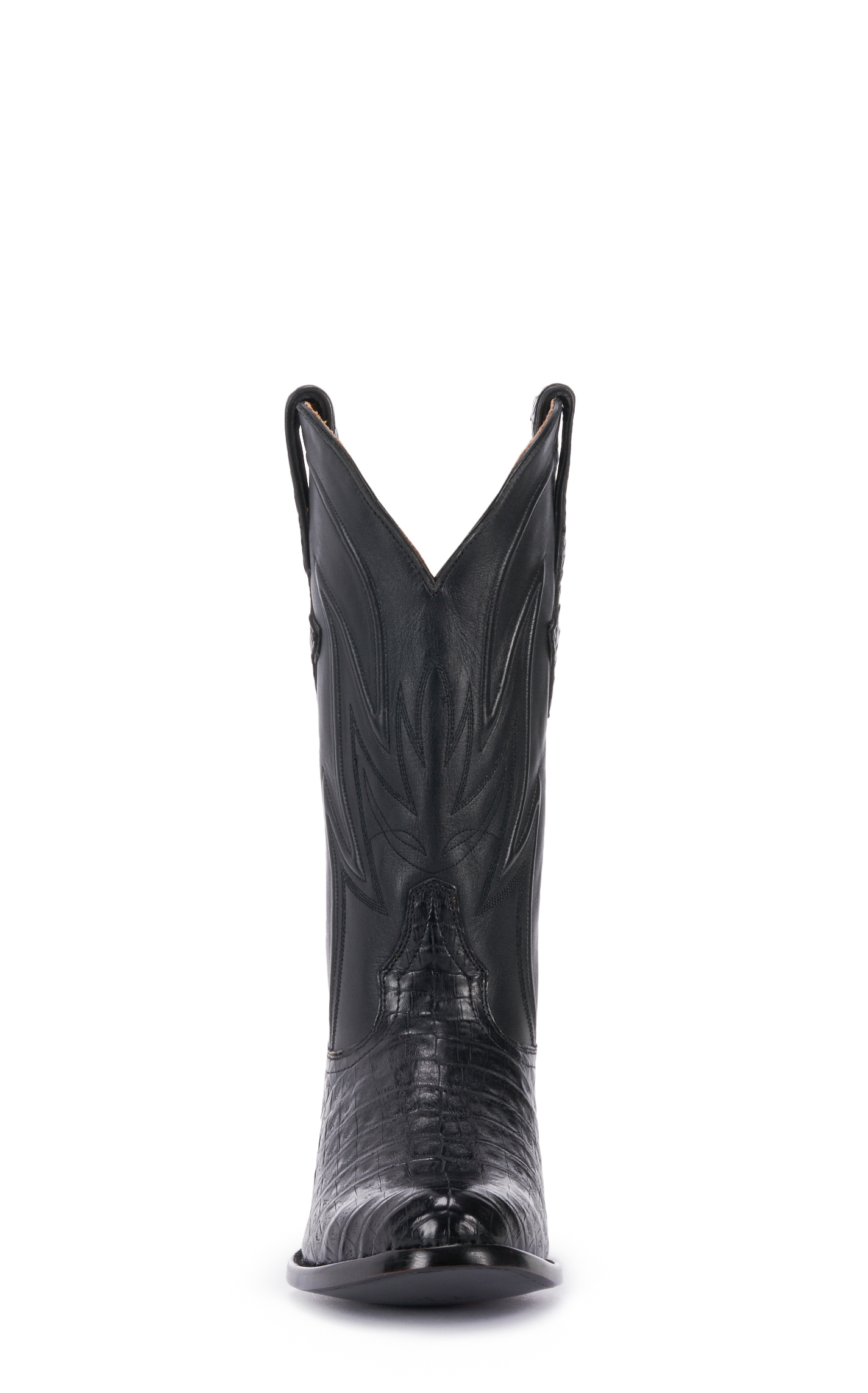 JRC & Sons Men's Weldon Caiman Belly Round Toe Exotic Cowboy Boot in Black - Image 1