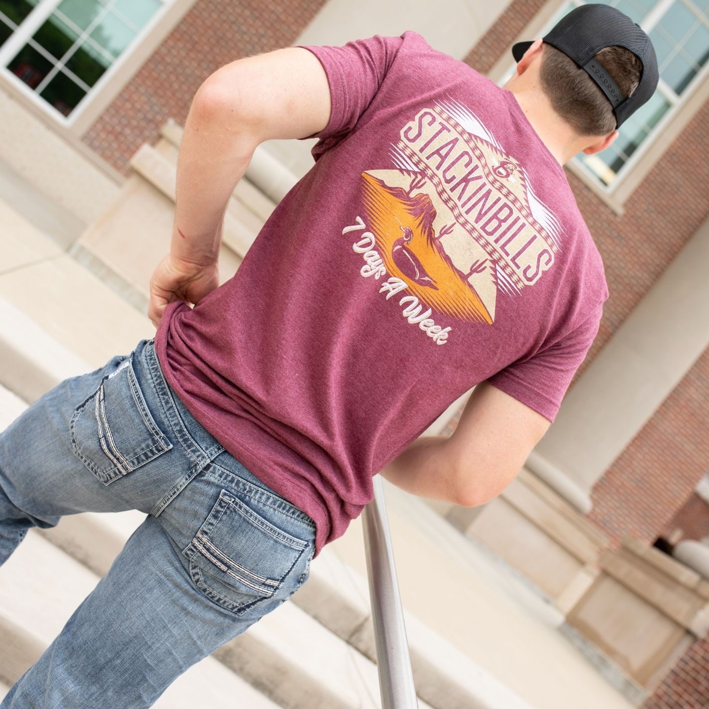 Stackin' Bills Maroon Logo T-Shirt - Image 2