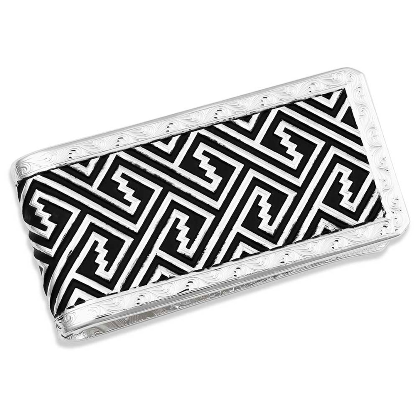 Montana Silversmiths Black & Silver Pottery Print Money Clip - Image 1