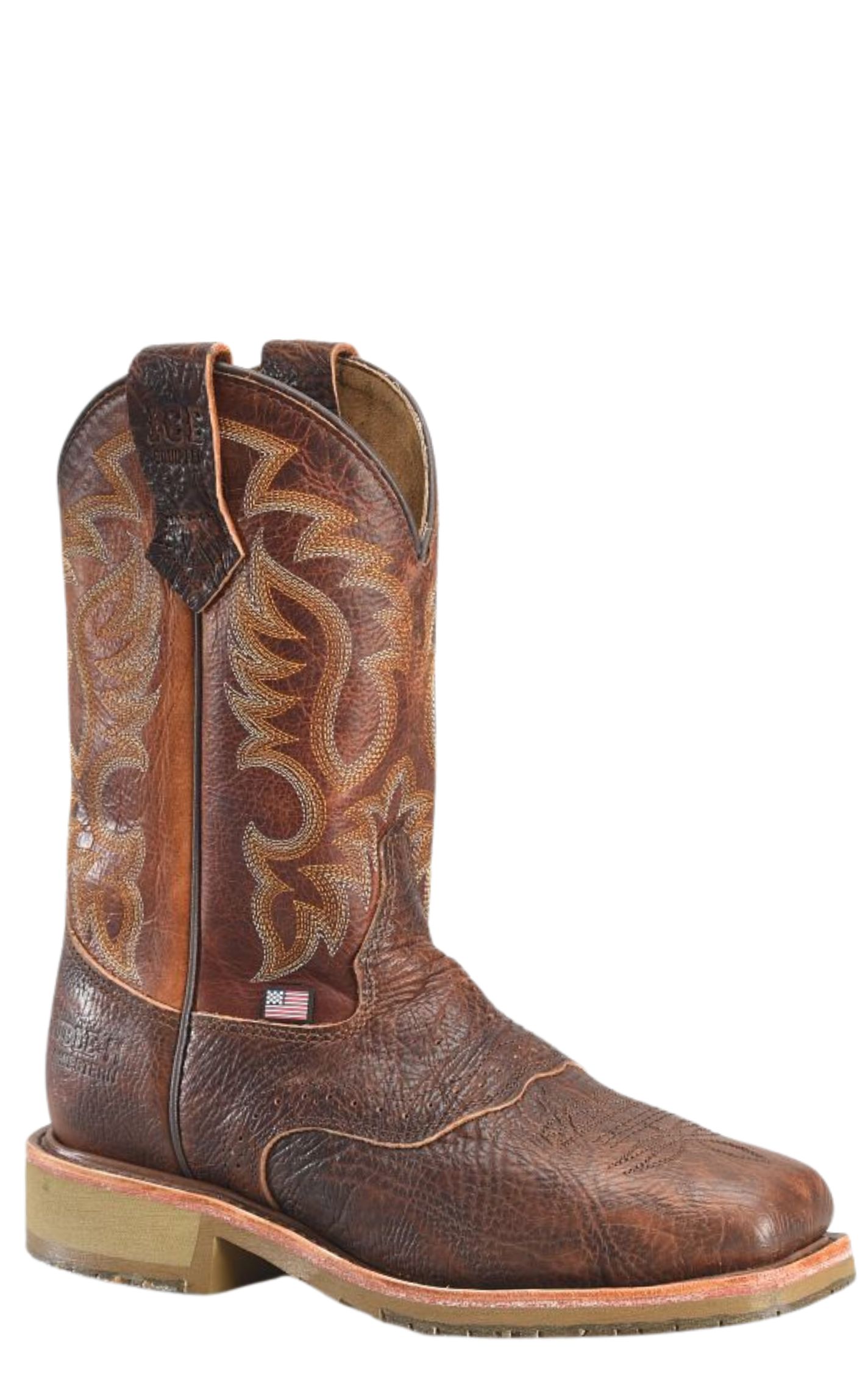 Double H Men's Cognac Bison Comp Wide Square Toe Work Boots - Image 1