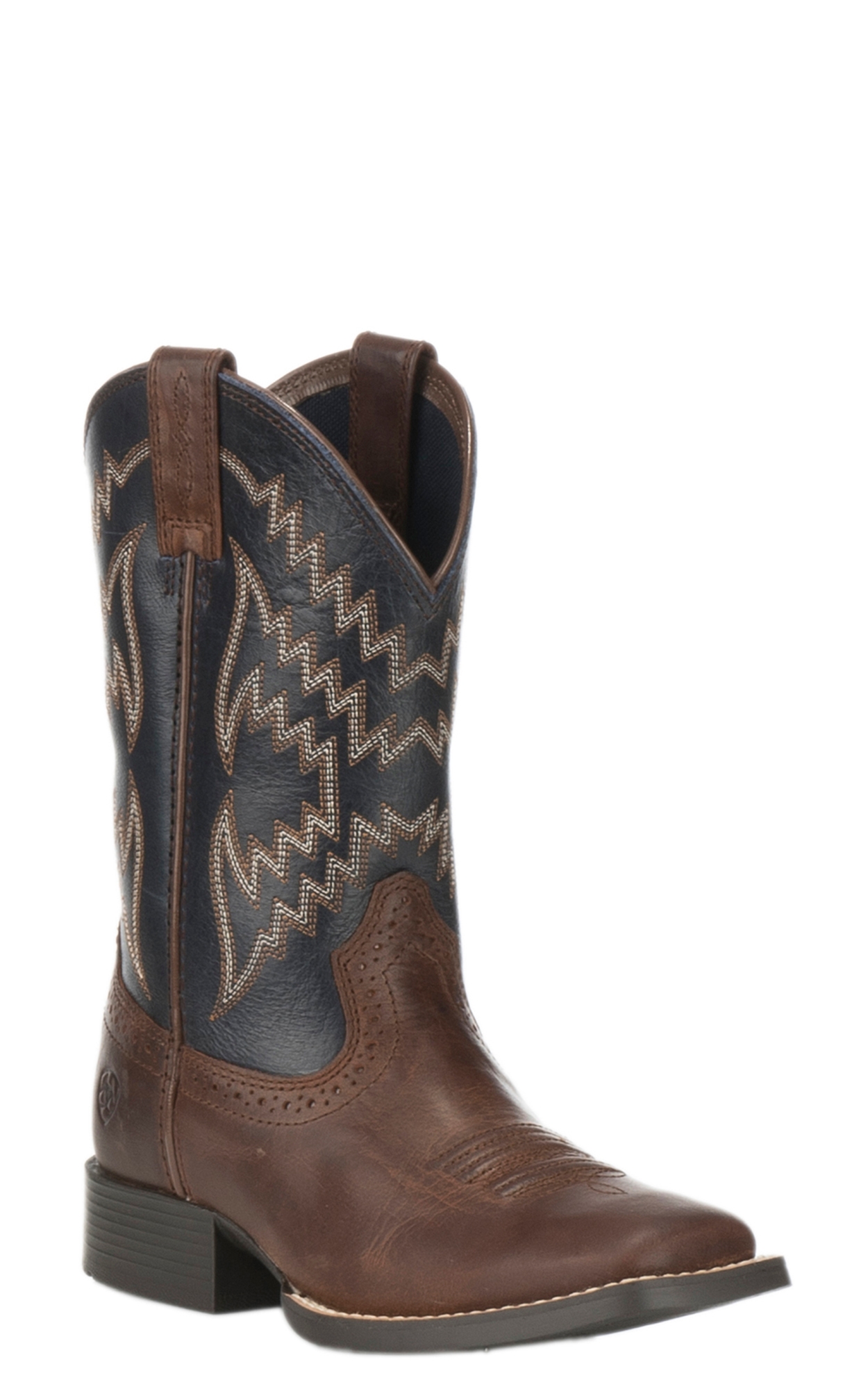 Ariat Kids Tycoon Brown with Arizona Sky Wide Square Toe Cowboy Boots - Image 1