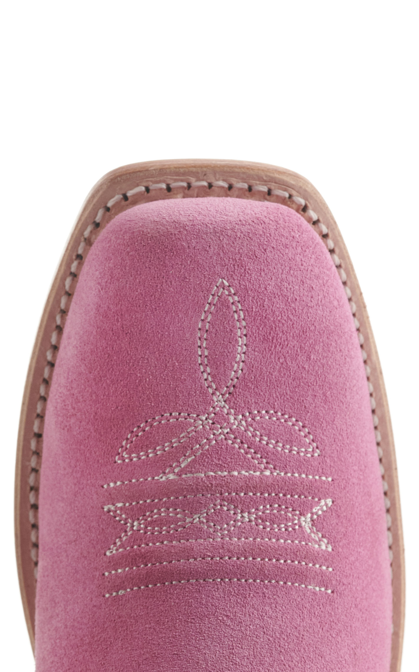 Old West Kids Pink Suede and Brown Punchy Square Toe Cowboy Boots - Image 1