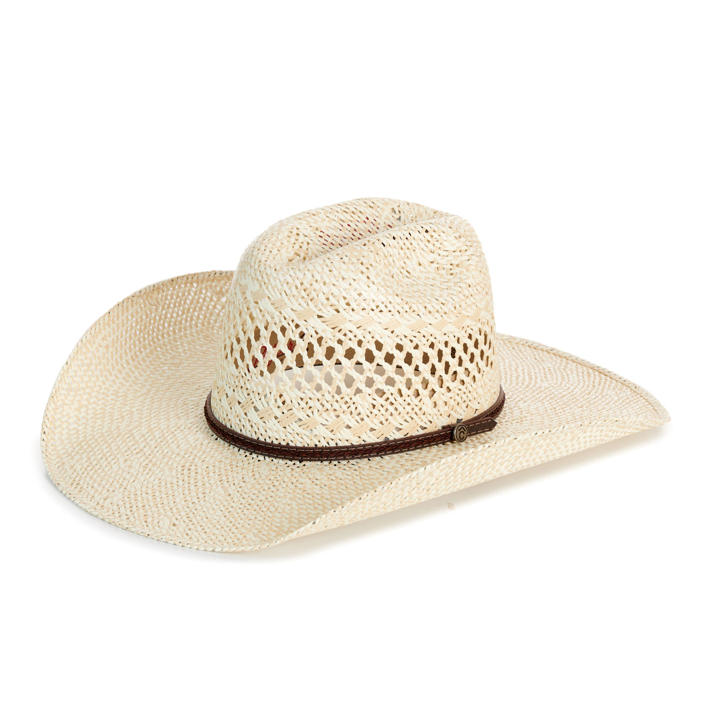 Rafter C Fancy Cowtown Natural Twisted Weave Vented Straw Cowboy Hat - Image 1